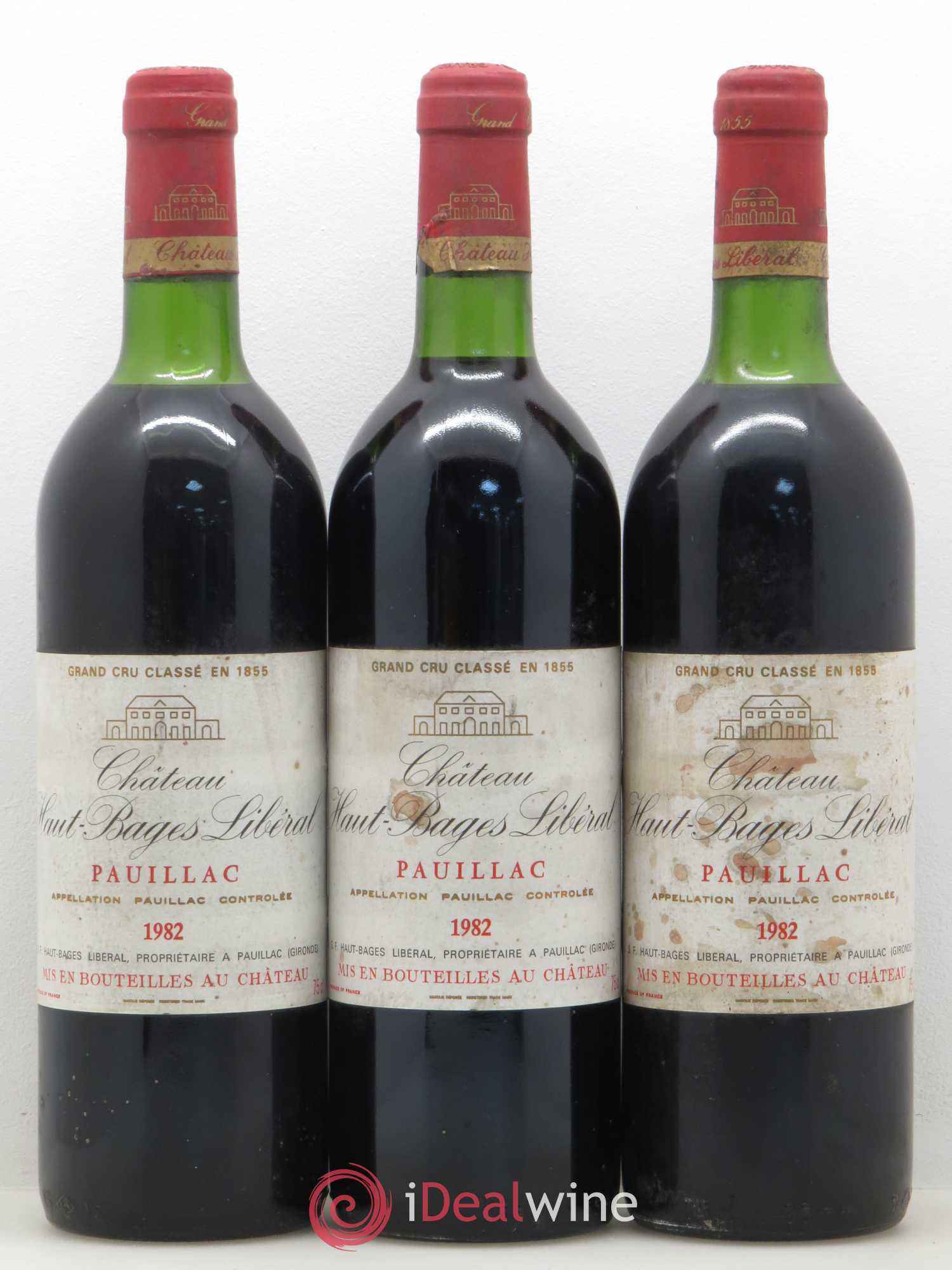 Château Haut Bages Libéral 5ème Grand Cru Classé 1982 - Lot de 3 bouteilles - 0