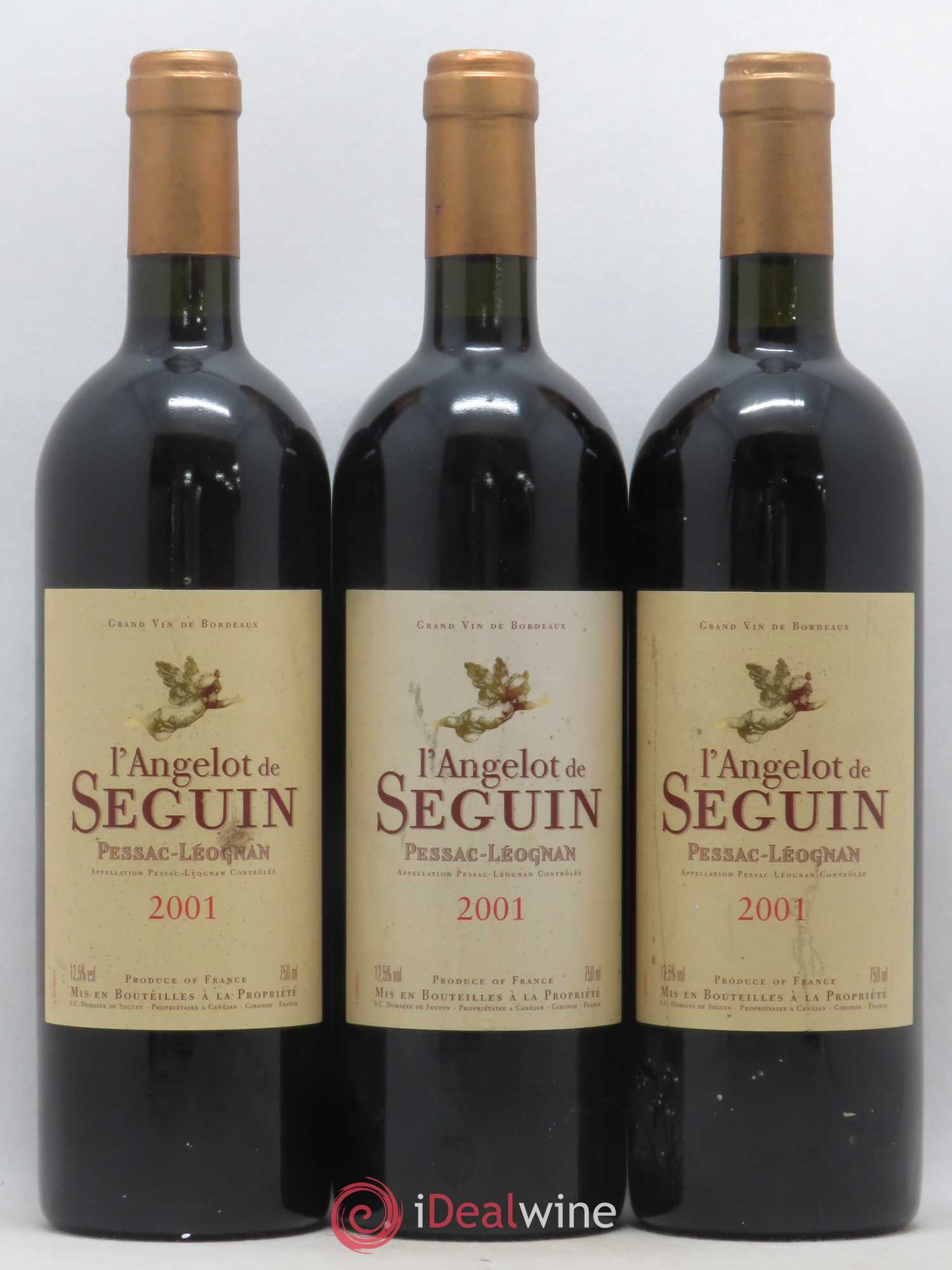 Pessac-Léognan L'Angelot de Seguin 2001 - Lotto di 3 bottiglie - 0