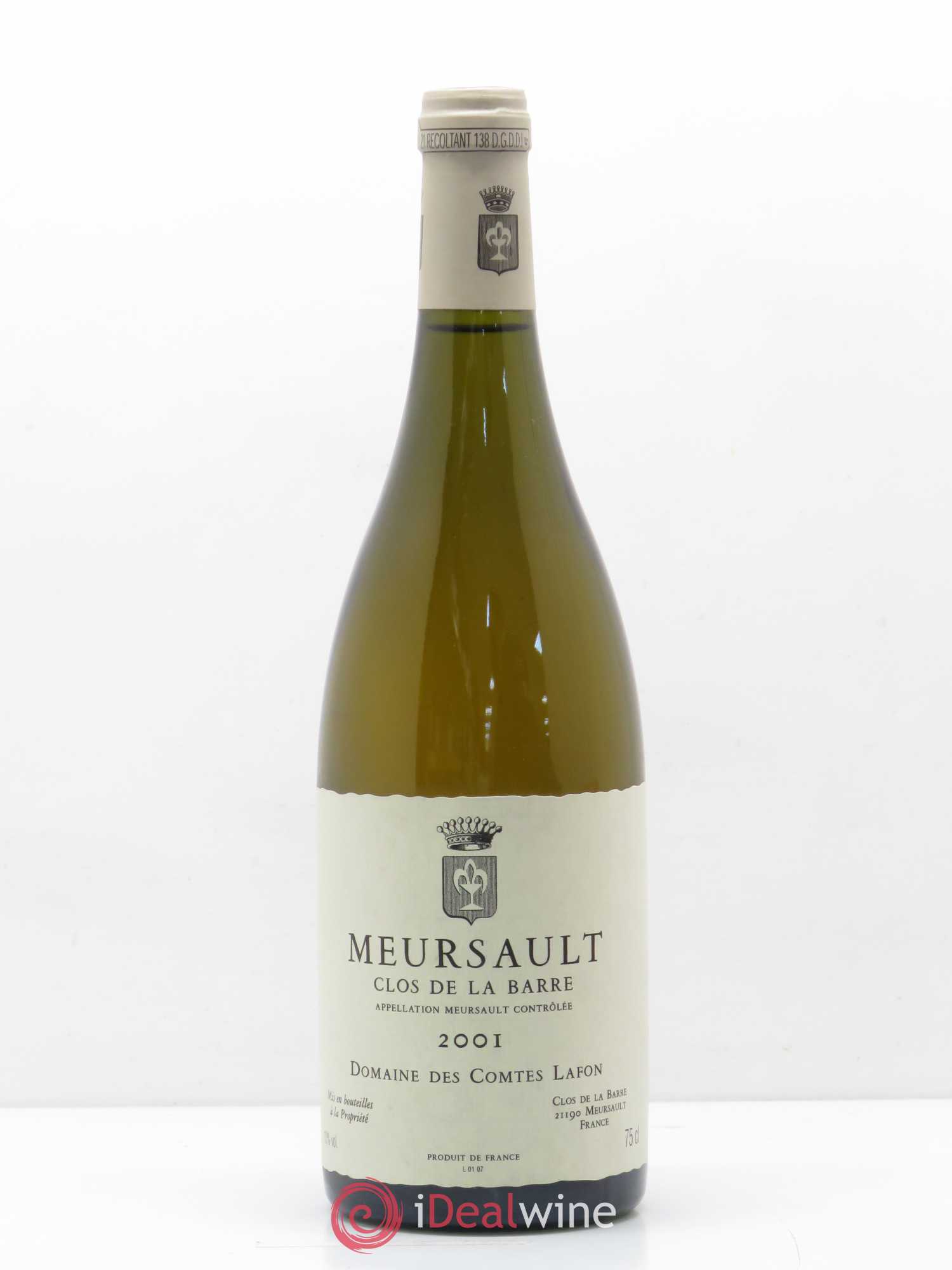 Meursault Clos de la Barre Comtes Lafon (Domaine des) 2001 - Lot de 1 bouteille - 0