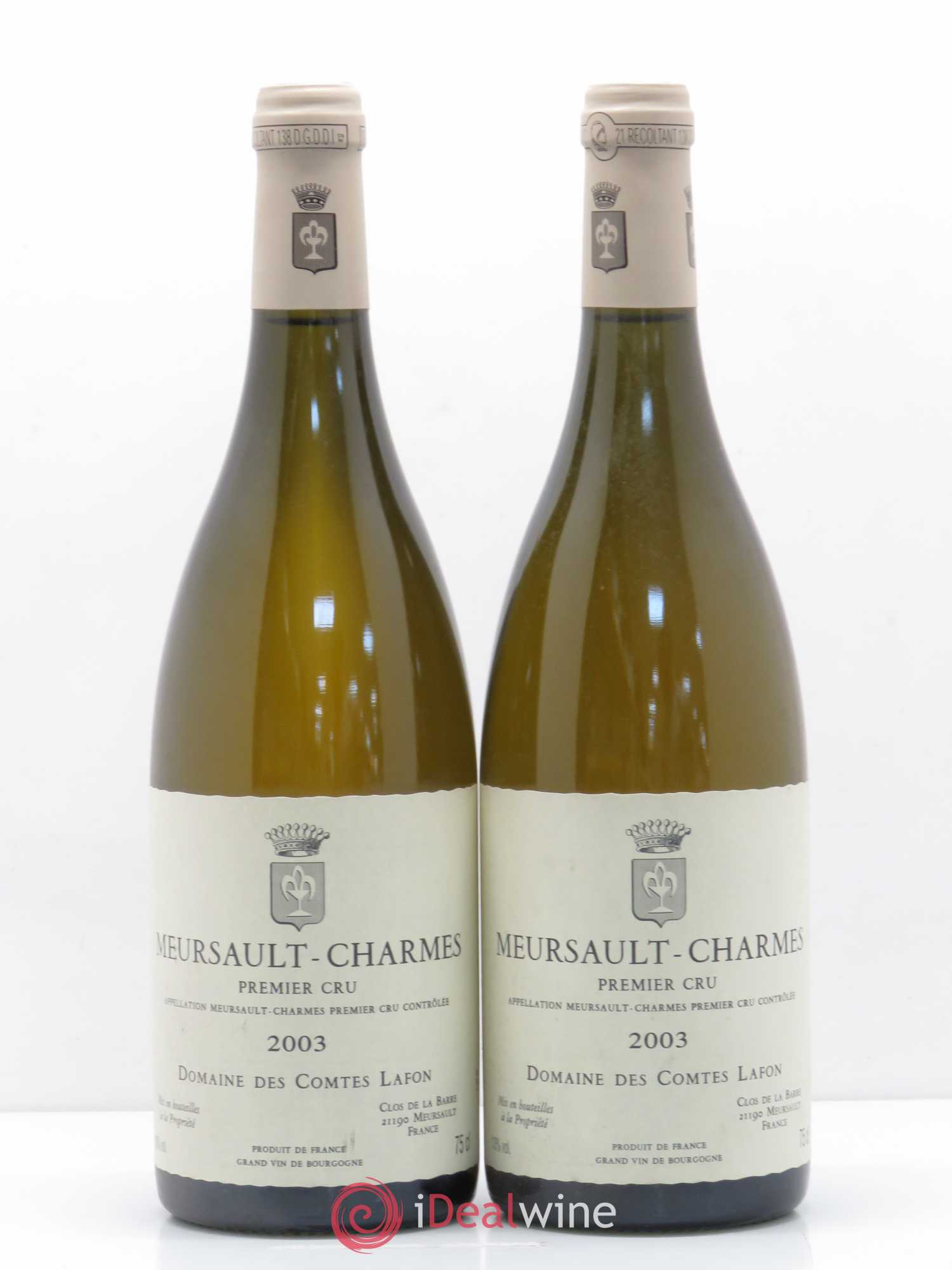 Meursault 1er Cru Charmes Comtes Lafon (Domaine des) 2003 - Lot de 2 bouteilles - 0