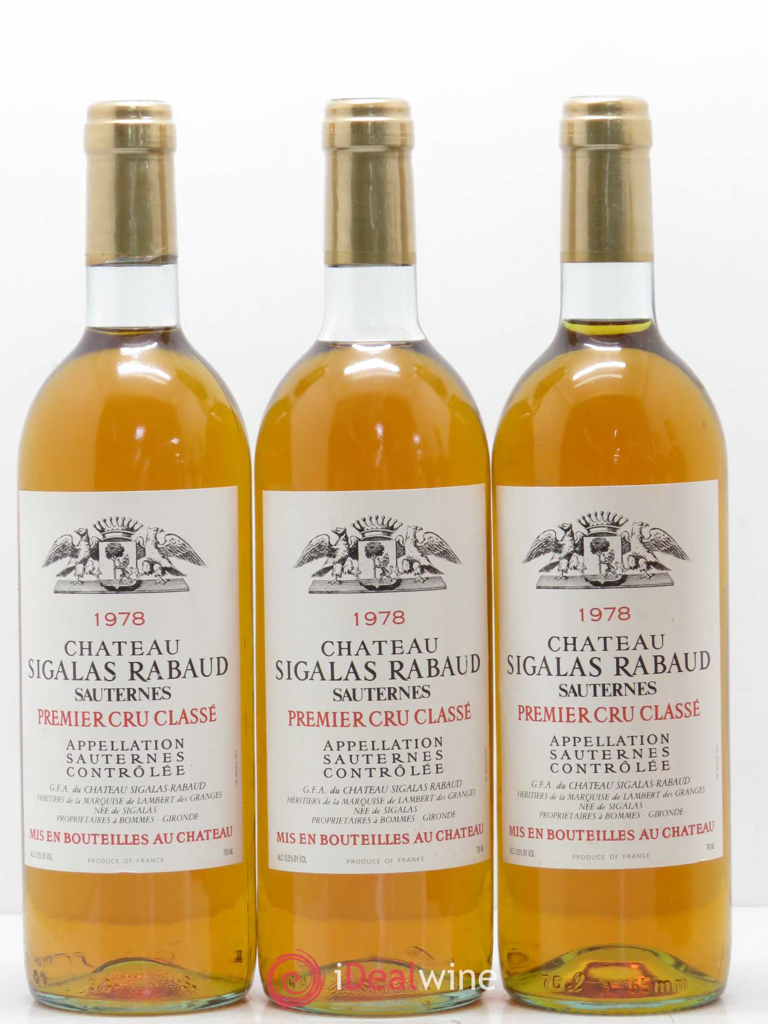 Château Sigalas Rabaud 1er Grand Cru Classé 1978 - Lotto di 5 bottiglie - 1