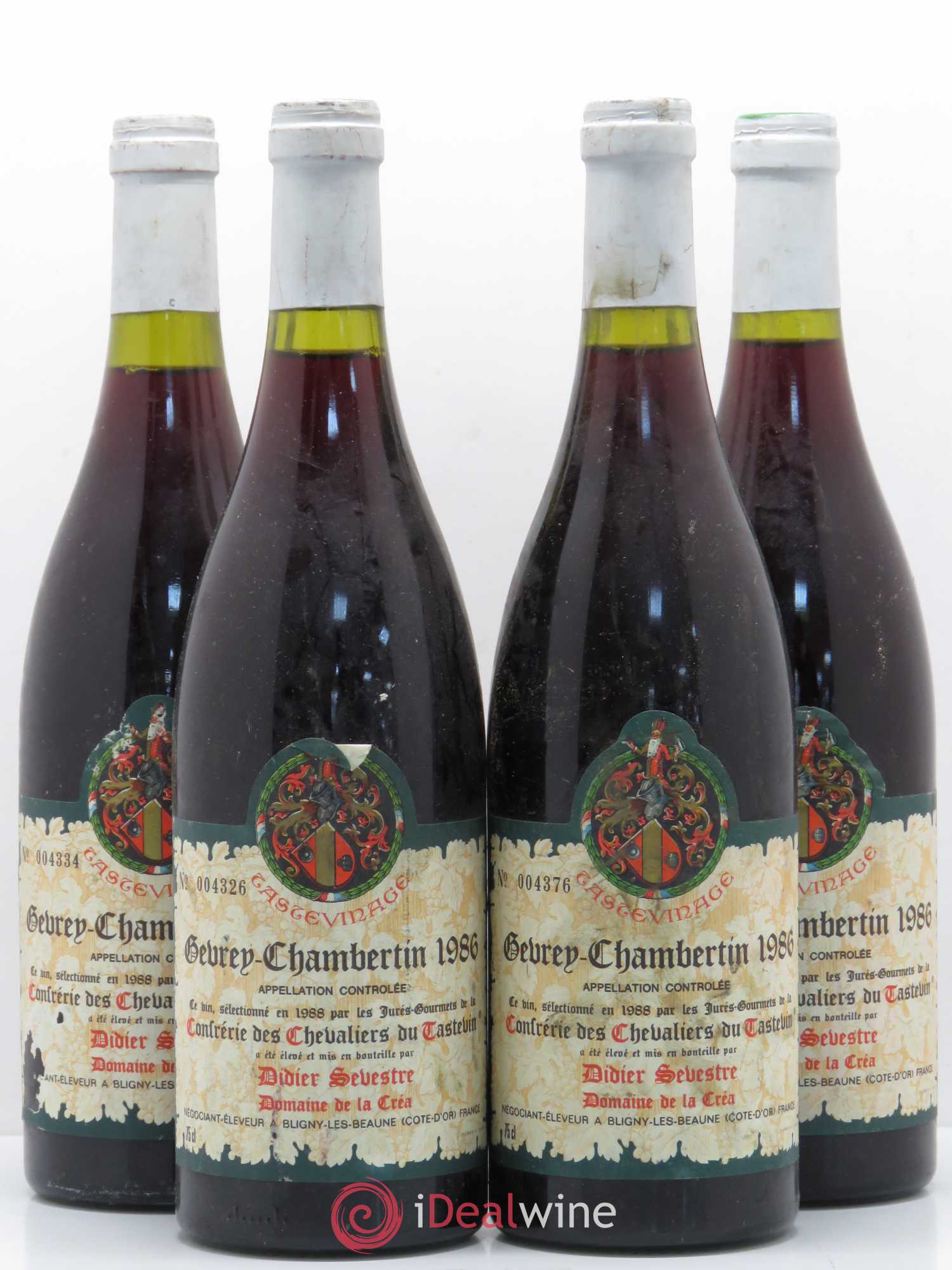 Gevrey-Chambertin Tastevinage Didier Sevestre Domaine de La Crea 1986 - Posten von 4 Flaschen - 0