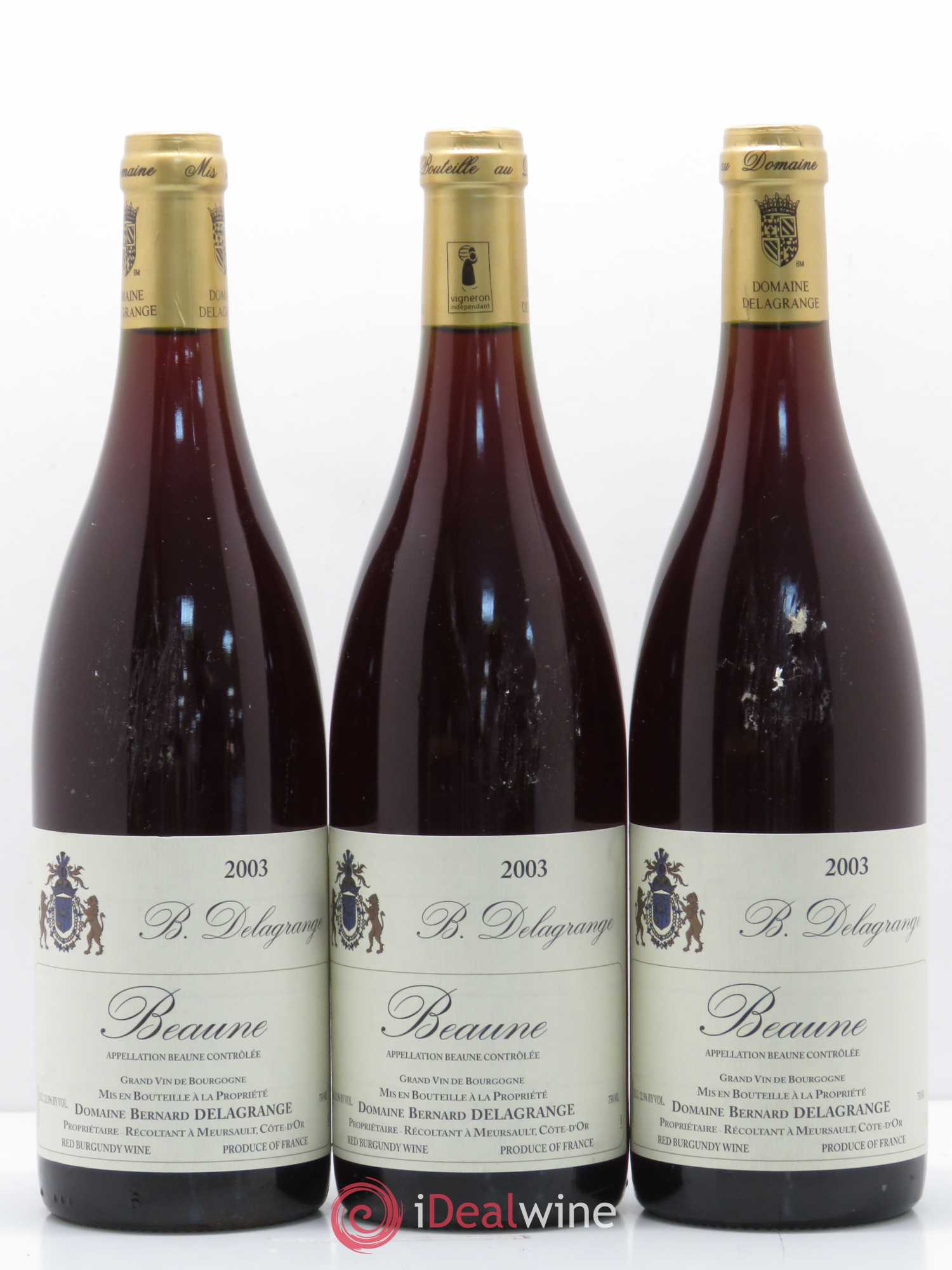 Beaune Domaine Bernard Delagrange 2003 - Lot de 3 bouteilles - 0