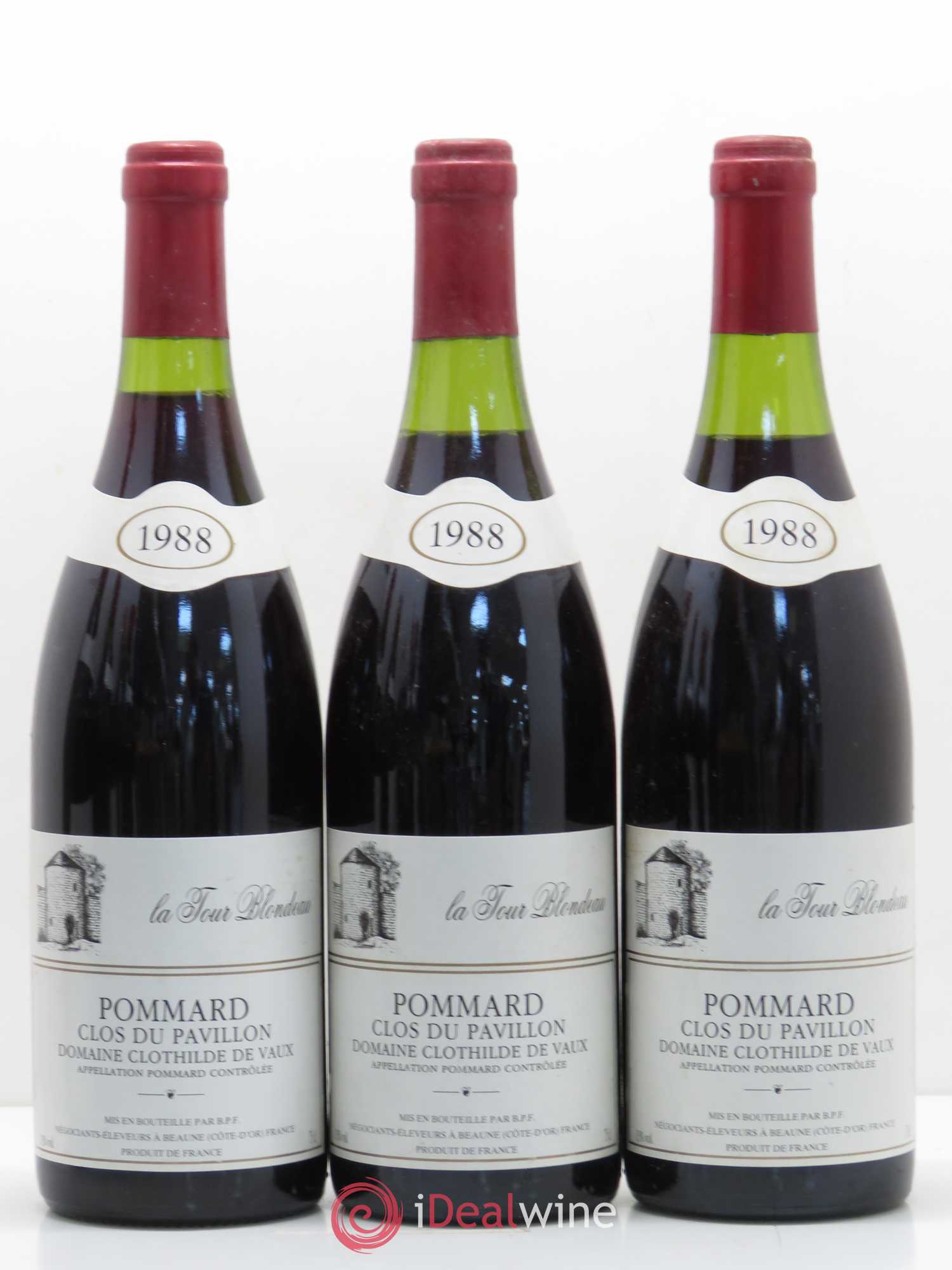 Pommard Clos du Pavillon Domaine Clothilde de Vaux La Tour Blondeau 1988 - Posten von 6 Flaschen - 1