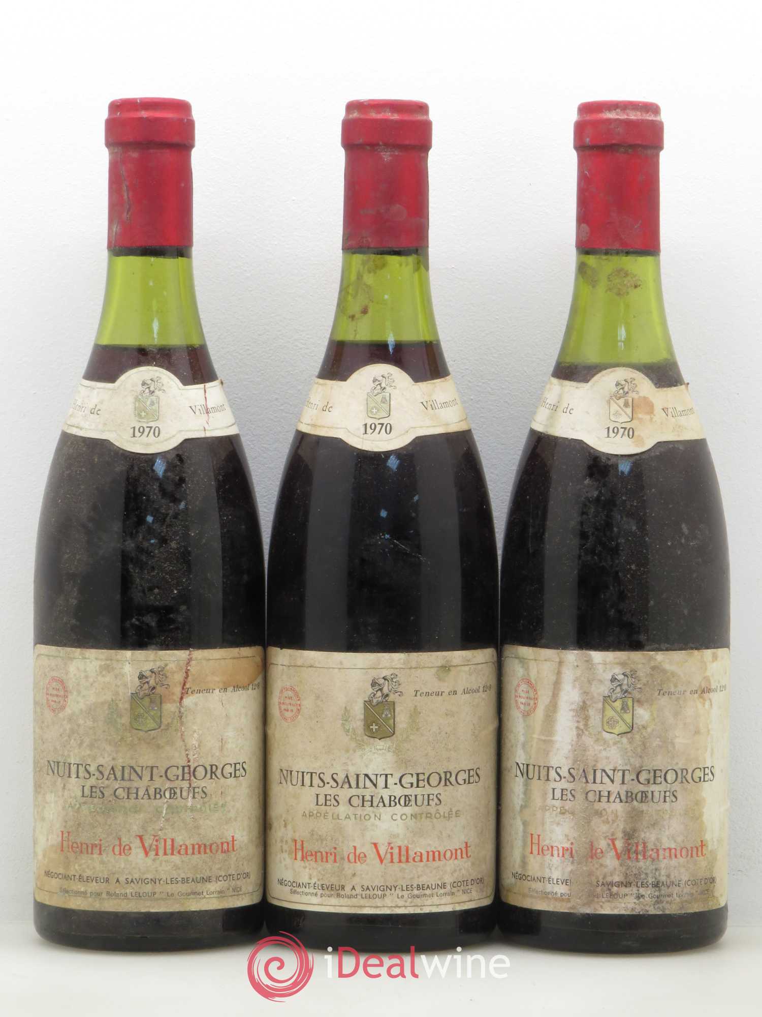 Nuits-Saint-Georges Les Chaboeufs Henri de Villamont 1970 - Posten von 3 Flaschen - 0