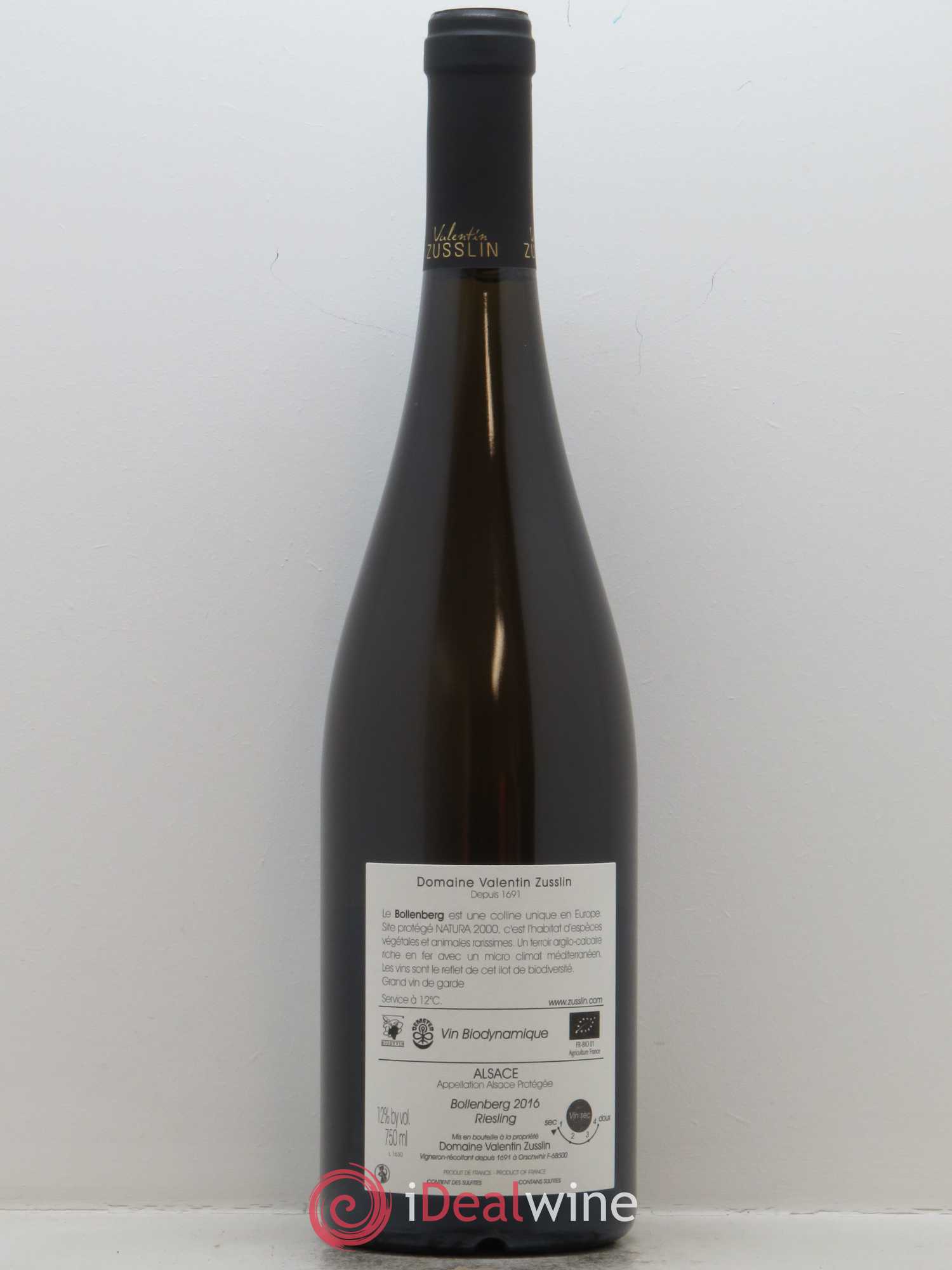 Alsace Riesling Bollenberg Valentin Zusslin (Domaine) 2016 - Lot de 1 bouteille - 1