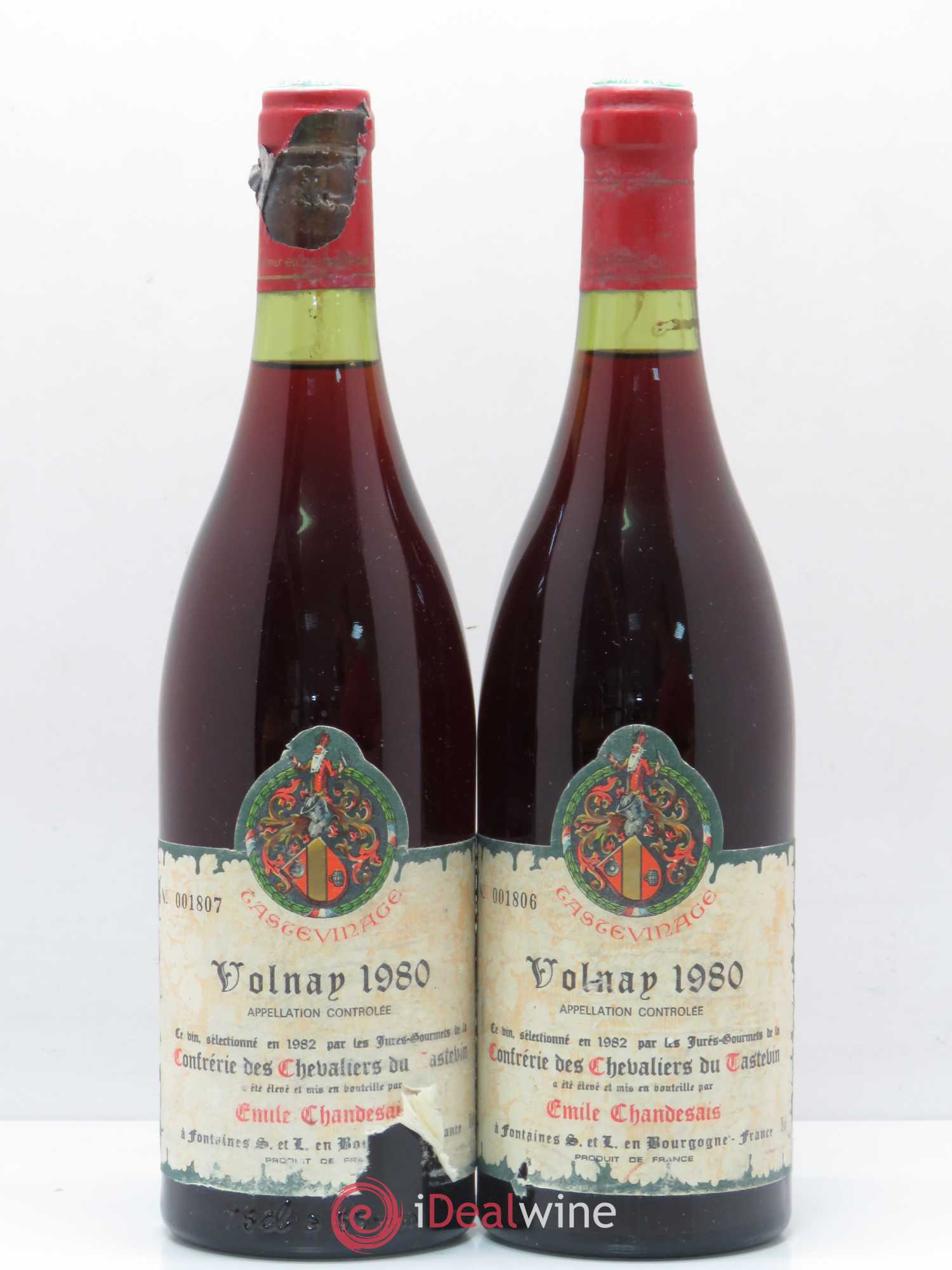 Volnay Tastevinage Emile Chandesais 1980 - Posten von 2 Flaschen - 0