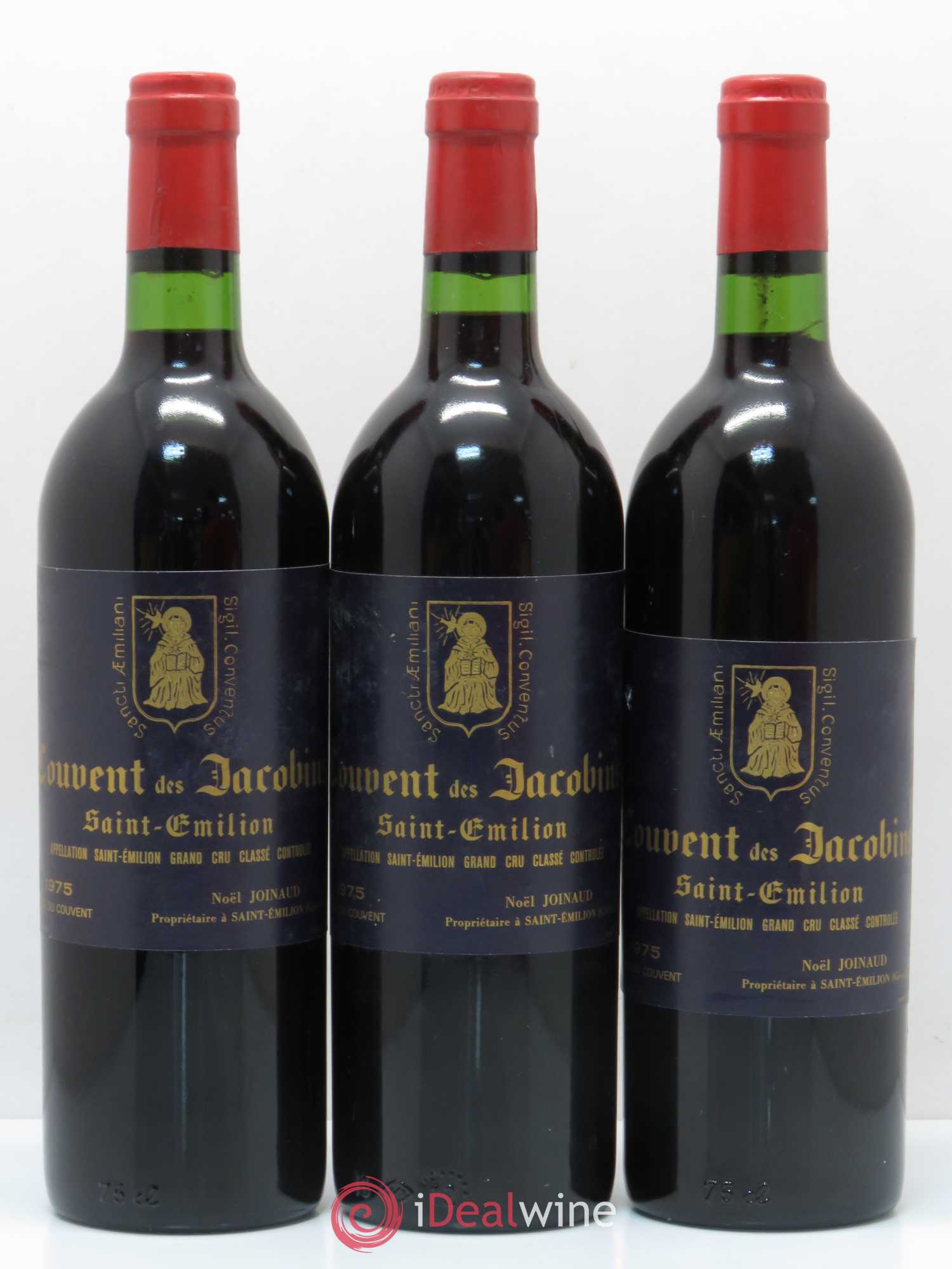 Château Couvent des Jacobins Grand Cru Classé 1975 - Lot de 3 bouteilles - 0