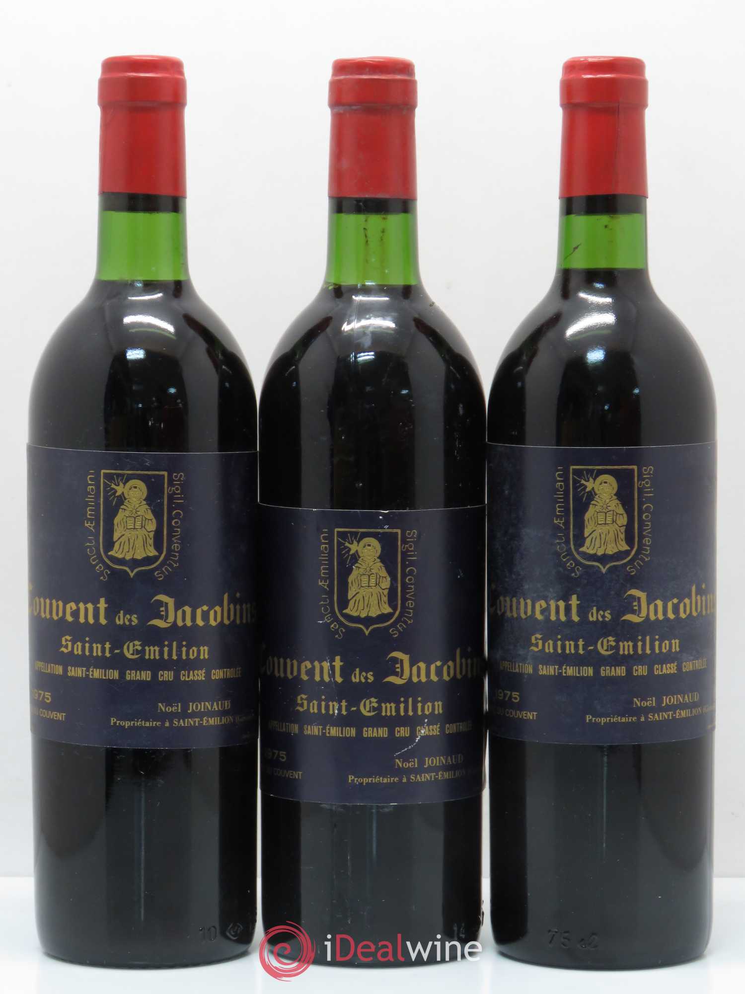 Château Couvent des Jacobins Grand Cru Classé 1975 - Lot de 3 bouteilles - 0