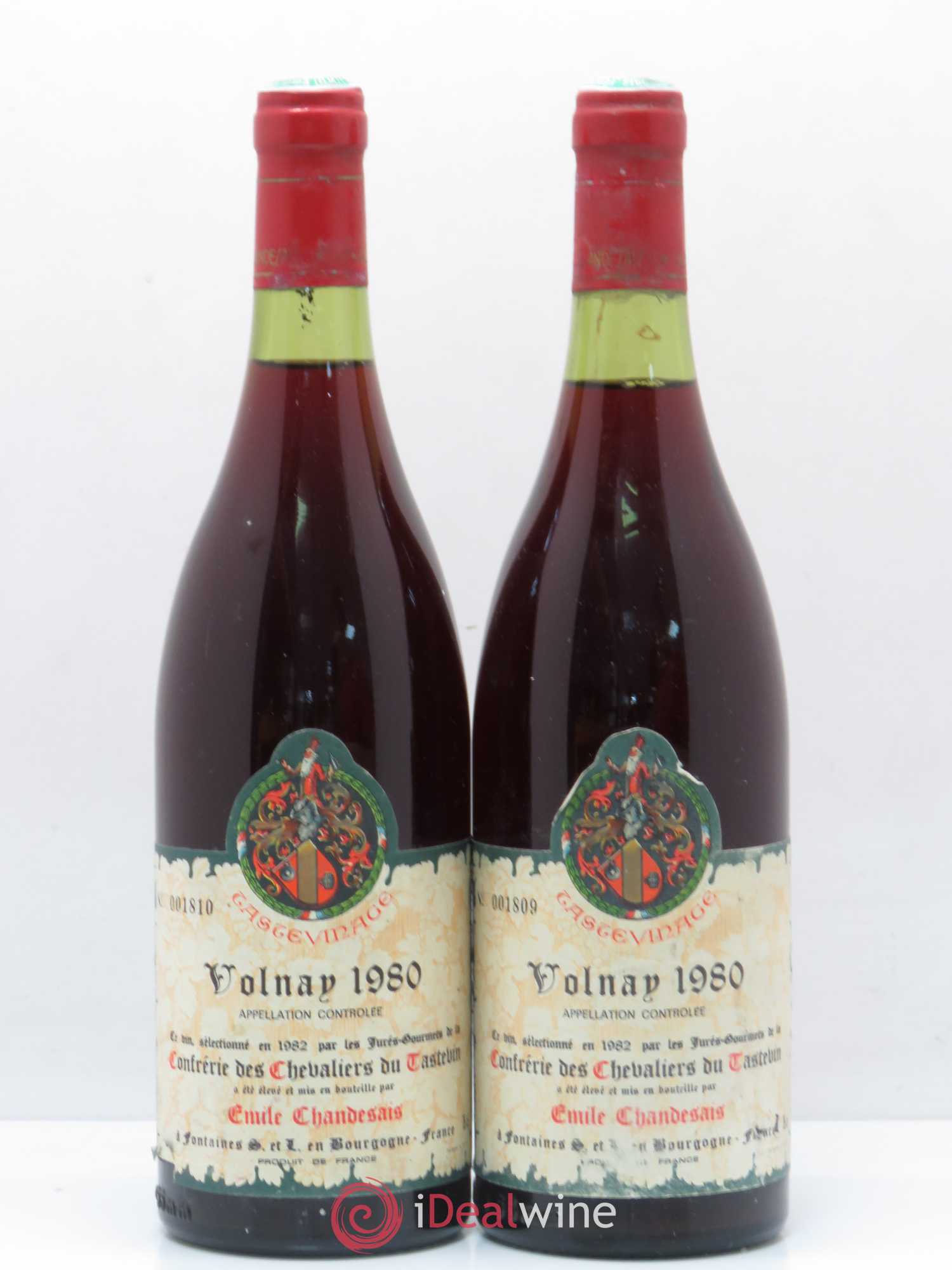 Volnay Tastevinage Emile Chandesais 1980 - Posten von 2 Flaschen - 0