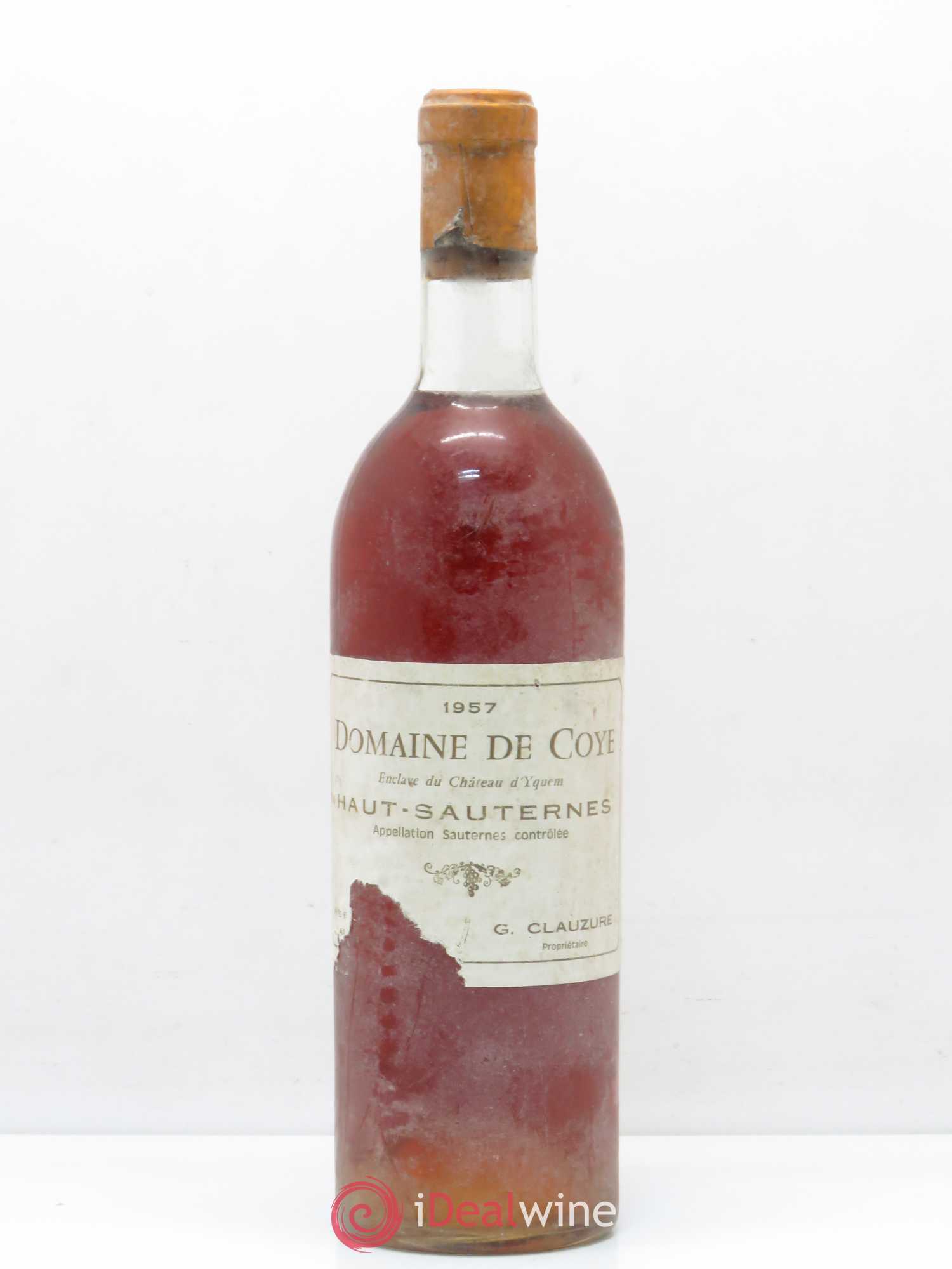 Sauternes Domaine de Coye 1957 - Posten von 1 Flasche - 0