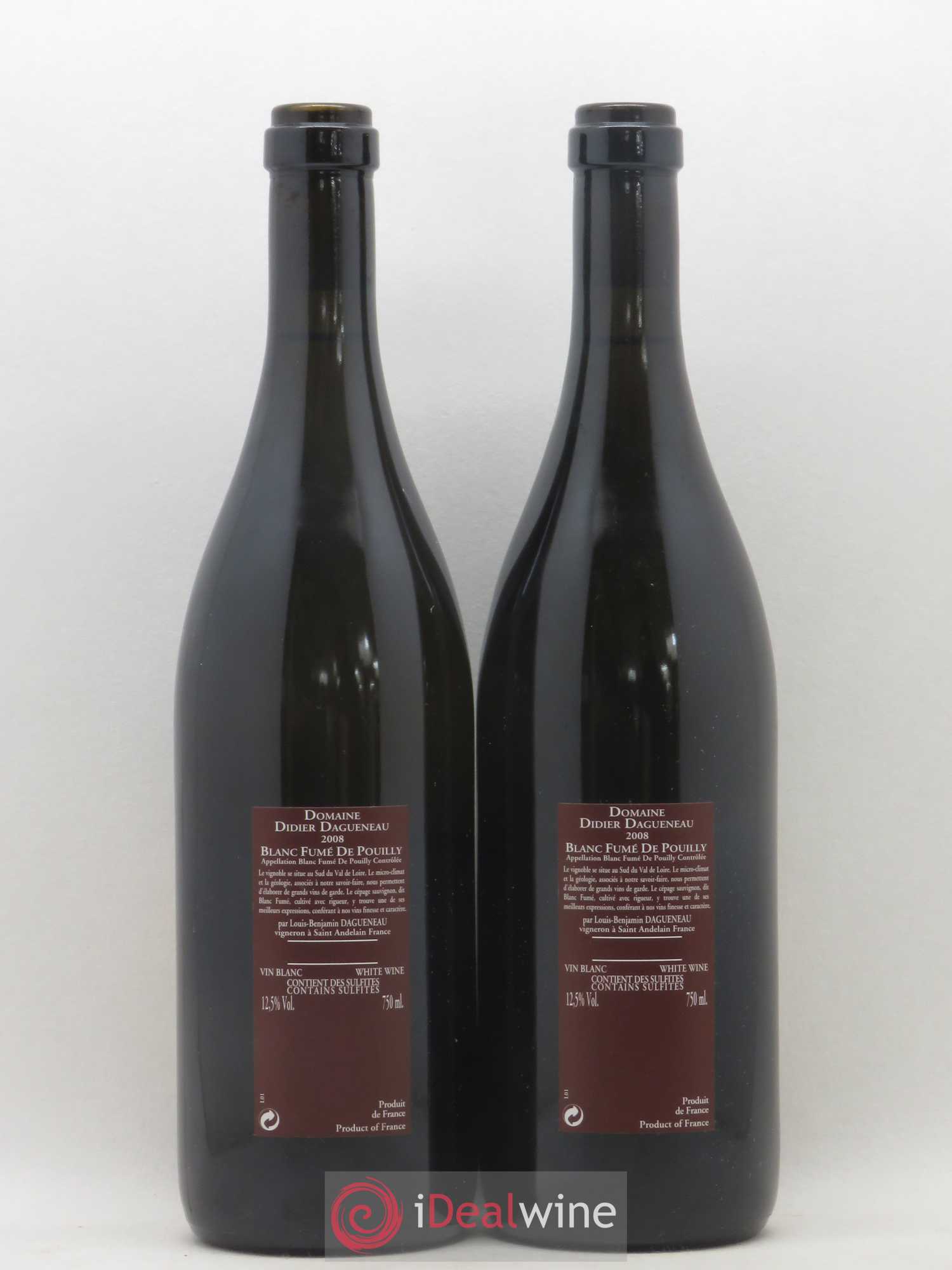 Vin de France (anciennement Pouilly-Fumé) Pur Sang Dagueneau (Domaine Didier - Louis-Benjamin) 2008 - Lot de 2 bouteilles - 1
