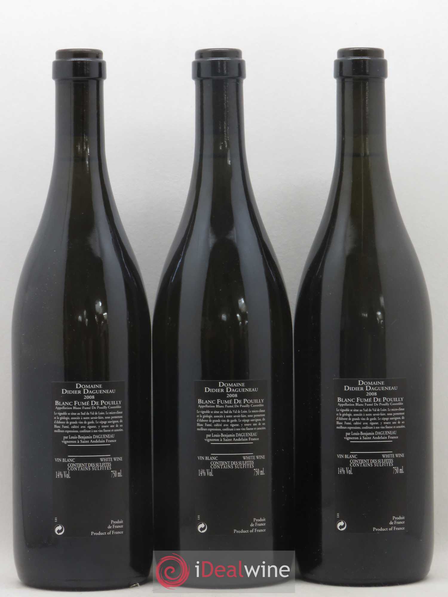 Vin de France (anciennement Pouilly-Fumé) Silex Dagueneau (Domaine Didier - Louis-Benjamin) 2008 - Lot de 3 bouteilles - 1