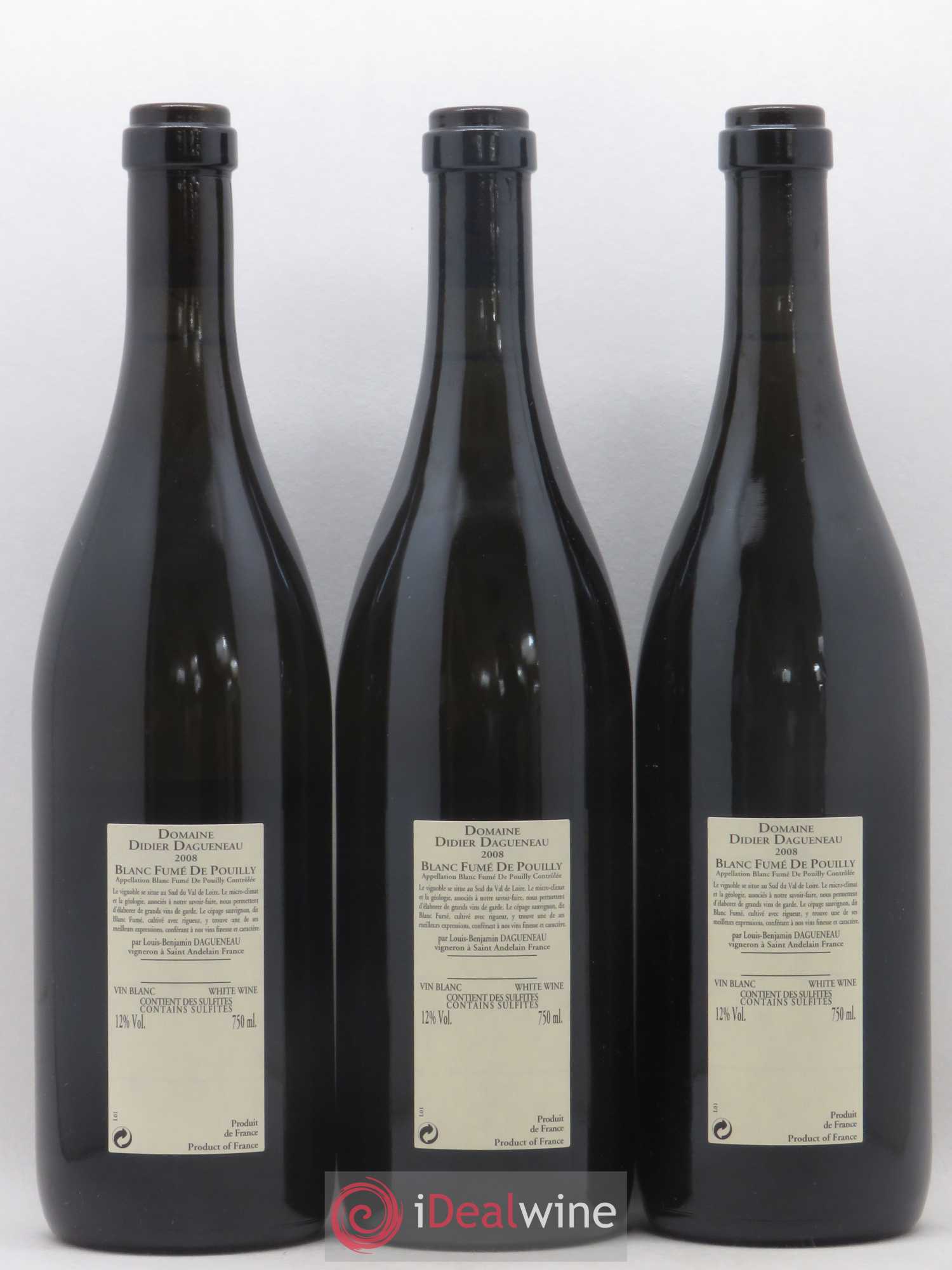 Pouilly-Fumé Blanc Fumé de Pouilly Dagueneau (Domaine Didier - Louis-Benjamin) 2008 - Lot de 3 bouteilles - 1