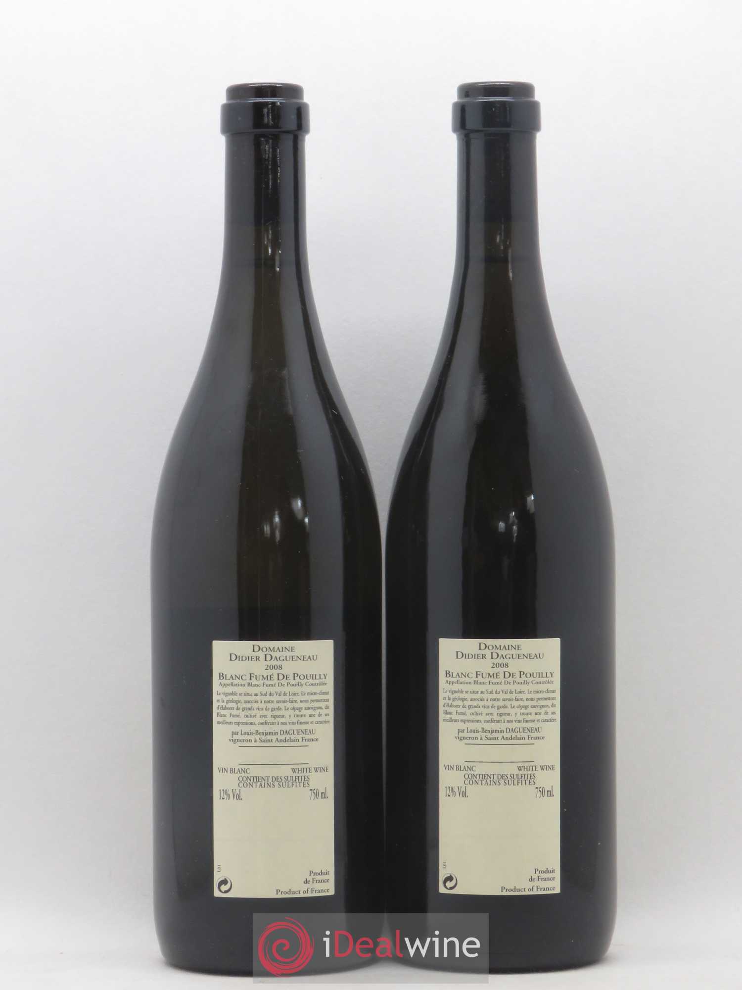 Pouilly-Fumé Blanc Fumé de Pouilly Dagueneau (Domaine Didier - Louis-Benjamin) 2008 - Lot de 2 bouteilles - 1