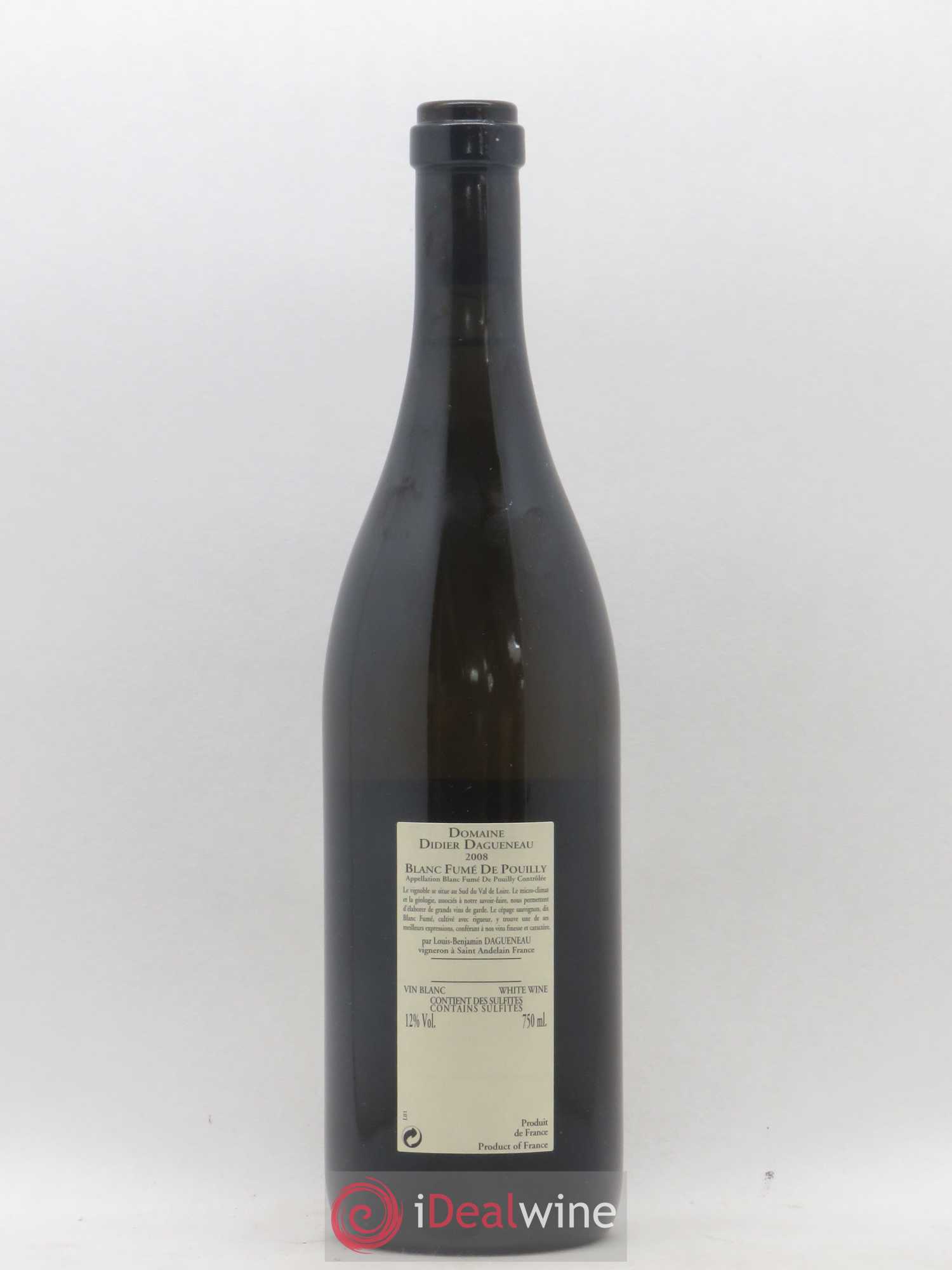 Pouilly-Fumé Blanc Fumé de Pouilly Dagueneau (Domaine Didier - Louis-Benjamin) 2008 - Lot de 1 bouteille - 1