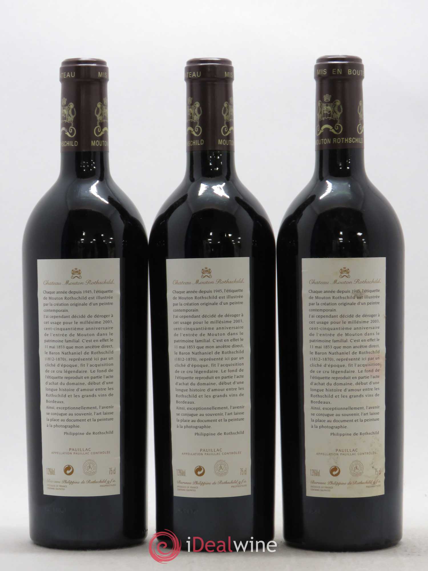 Château Mouton Rothschild 1er Grand Cru Classé 2003 - Lot de 12 bouteilles - 6