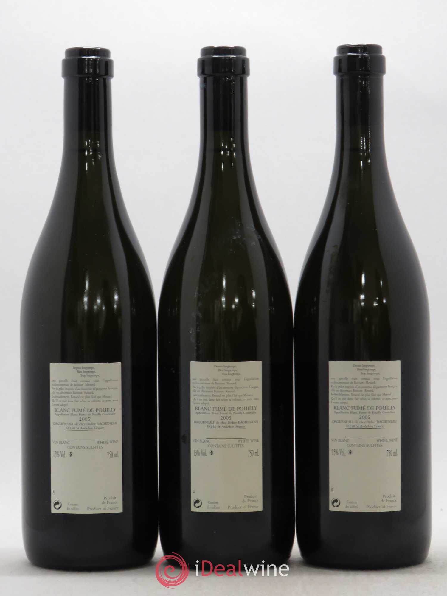 Vin de France (anciennement Pouilly-Fumé) Buisson Renard Dagueneau (Domaine Didier - Louis-Benjamin) 2005 - Lot de 3 bouteilles - 1