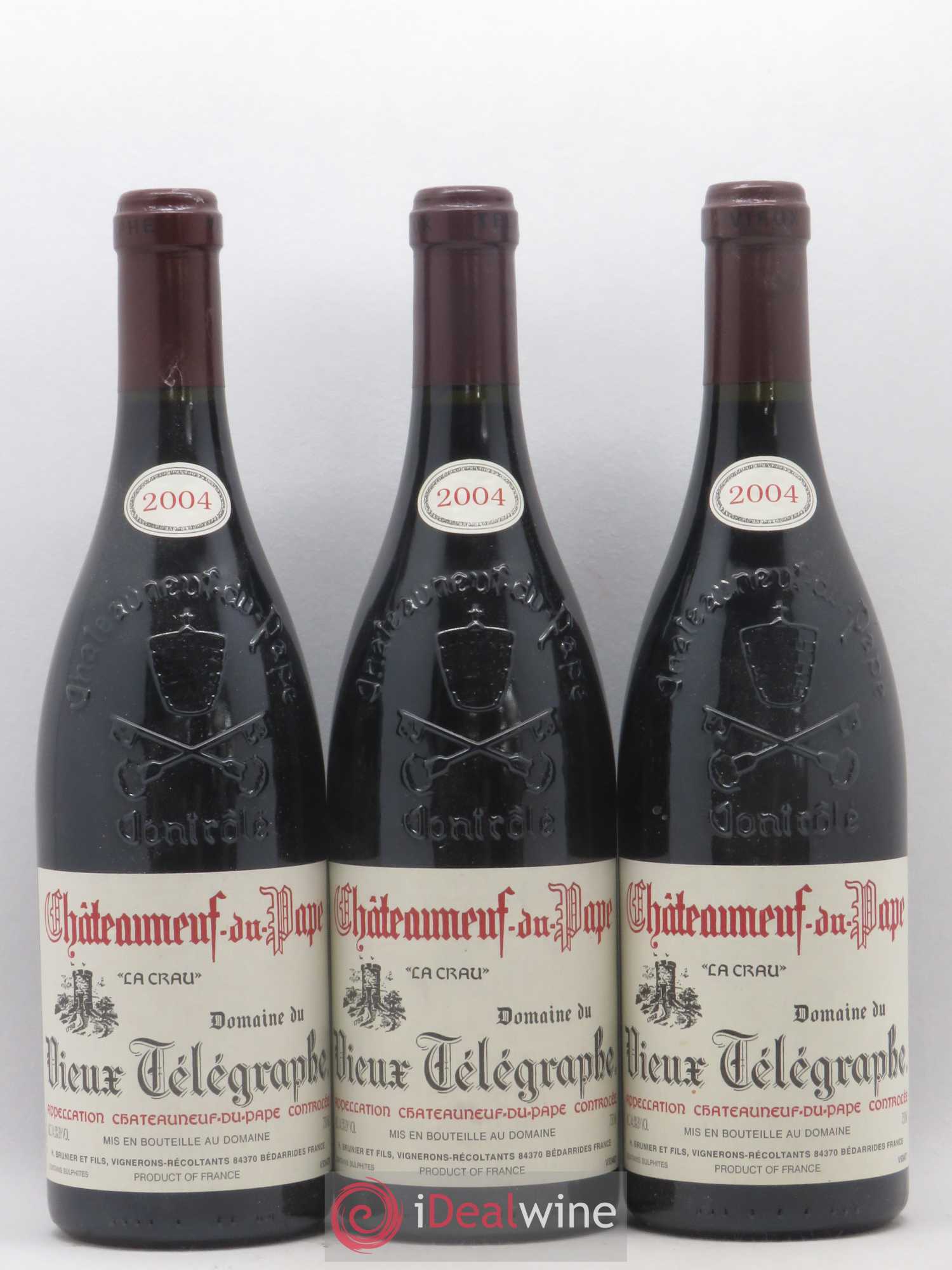 Châteauneuf-du-Pape Vieux Télégraphe (Domaine du) Vignobles Brunier 2004 - Lot de 3 bouteilles - 0