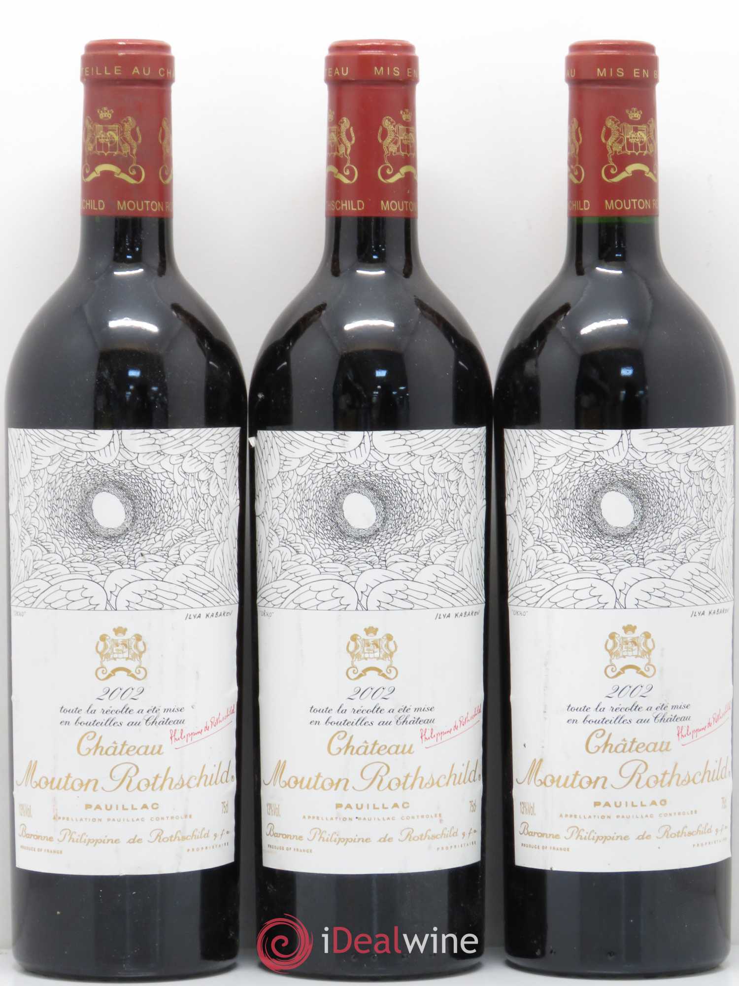 Château Mouton Rothschild 1er Grand Cru Classé 2002 - Lot de 3 bouteilles - 0
