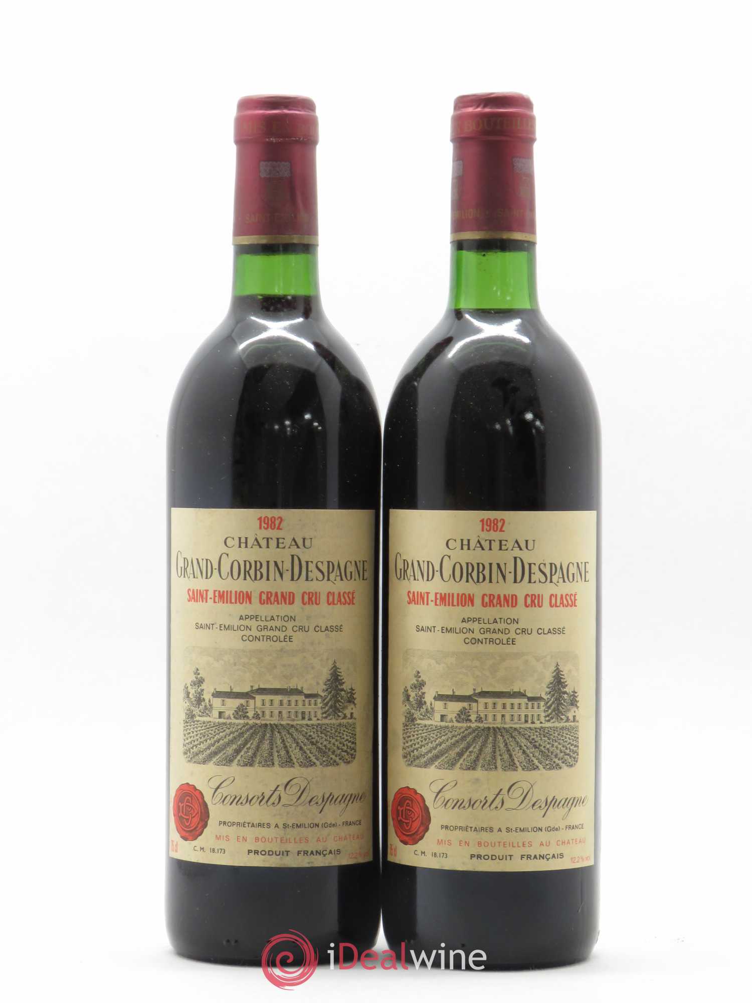 Château Grand Corbin Despagne Grand Cru Classé 1982 - Lot de 2 bouteilles - 0