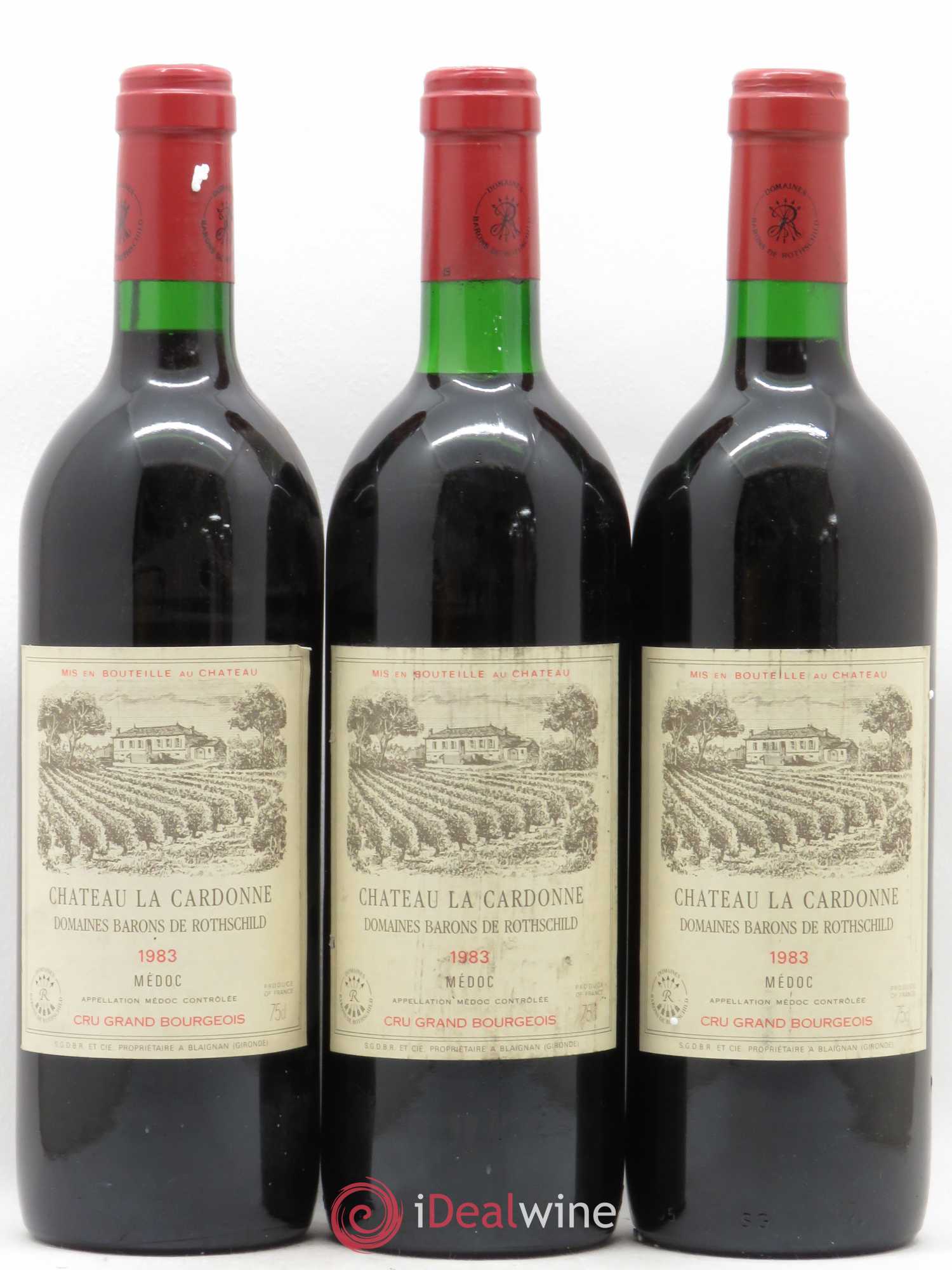 Château la Cardonne Cru Bourgeois 1983 - Lot de 3 bouteilles - 0