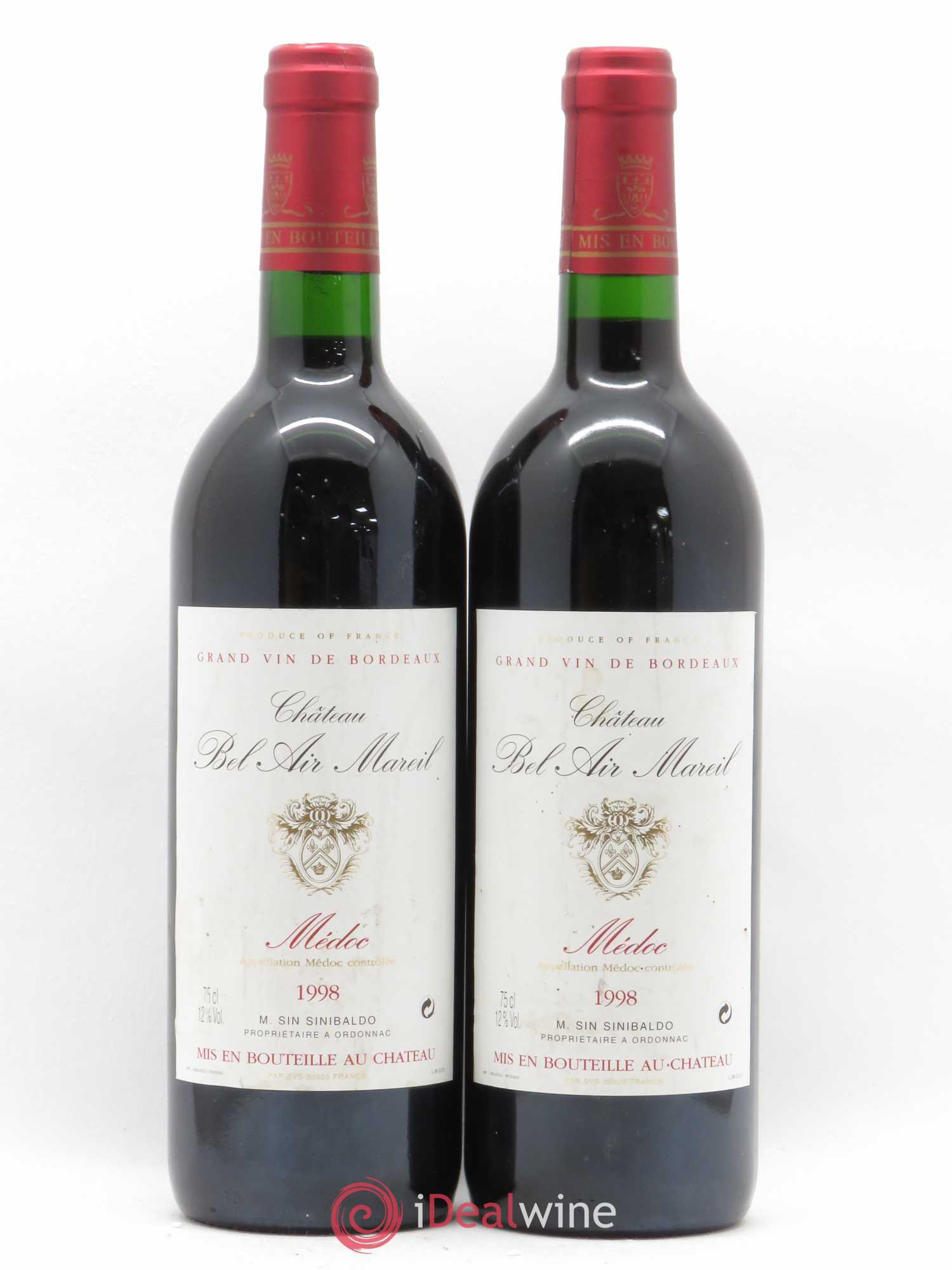 Médoc Château Bel-Air Mareil (no reserve) 1998 - Lot of 2 bottles - 0