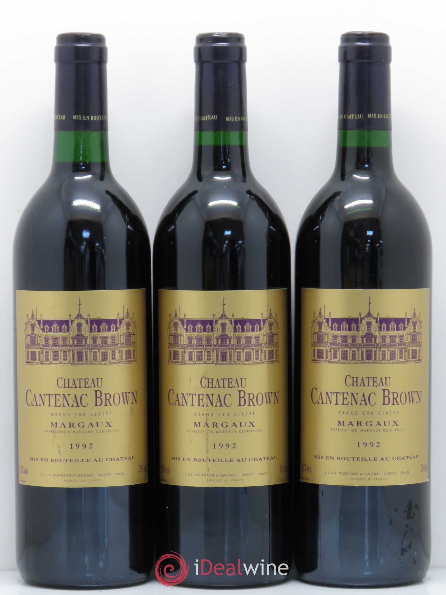 Château Cantenac Brown 3ème Grand Cru Classé 1992 - Lot de 3 bouteilles - 0