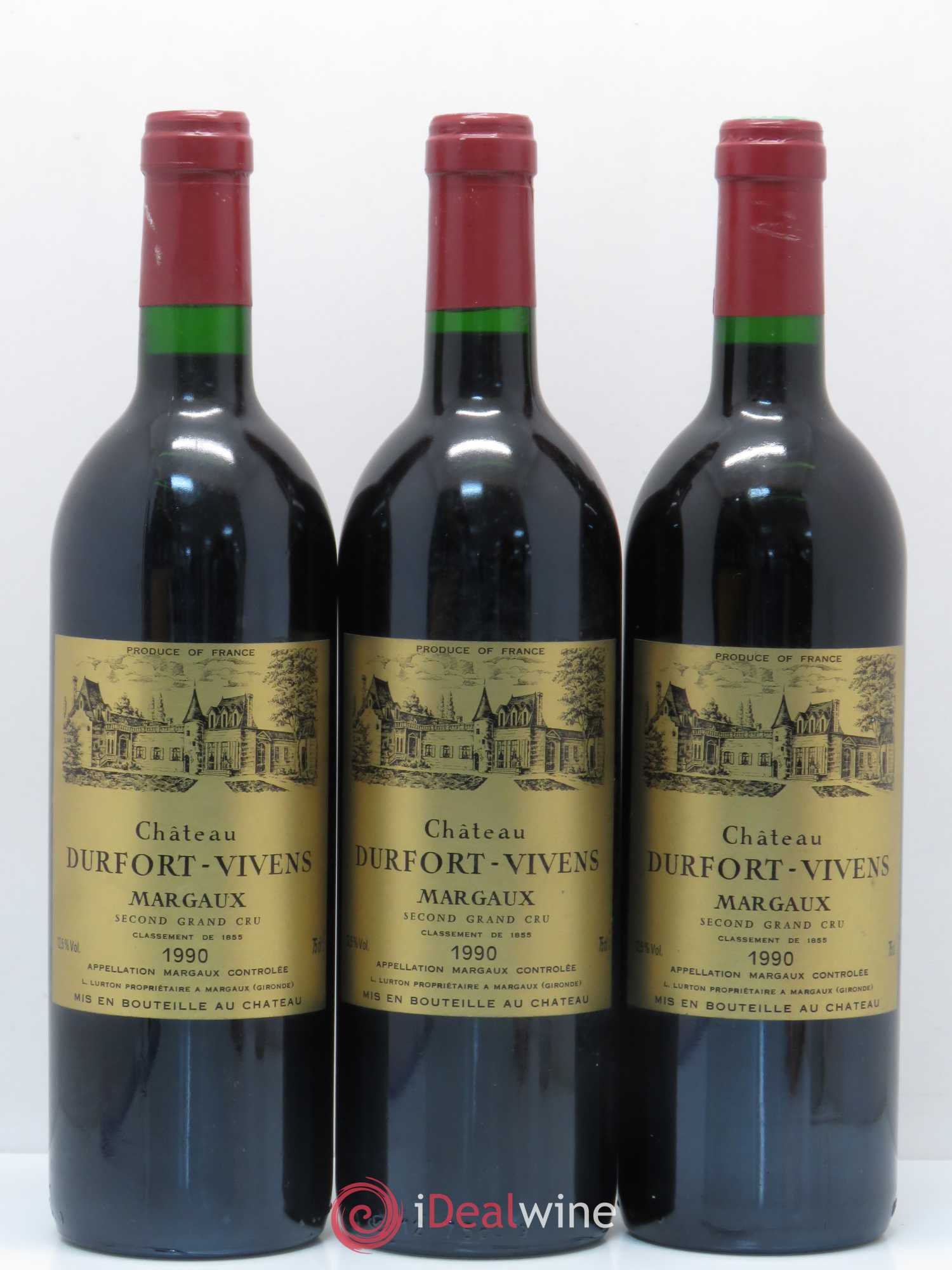 Château Durfort Vivens 2ème Grand Cru Classé 1990 - Lot de 3 bouteilles - 0