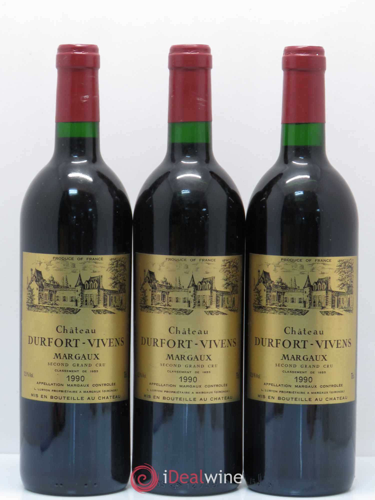 Château Durfort Vivens 2ème Grand Cru Classé 1990 - Lot de 3 bouteilles - 0
