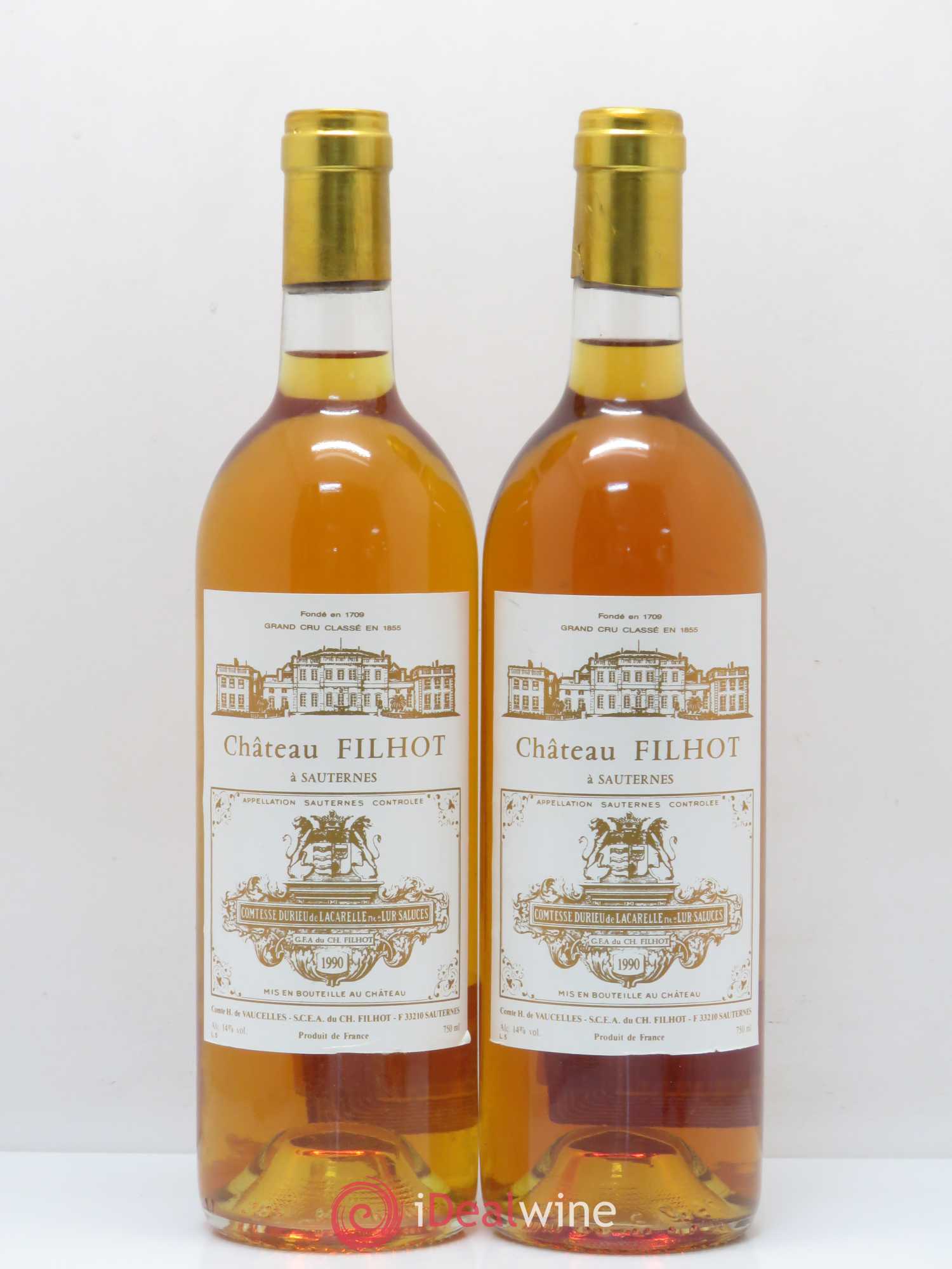Château Filhot 2ème Grand Cru Classé 1990 - Lotto di 2 bottiglie - 0