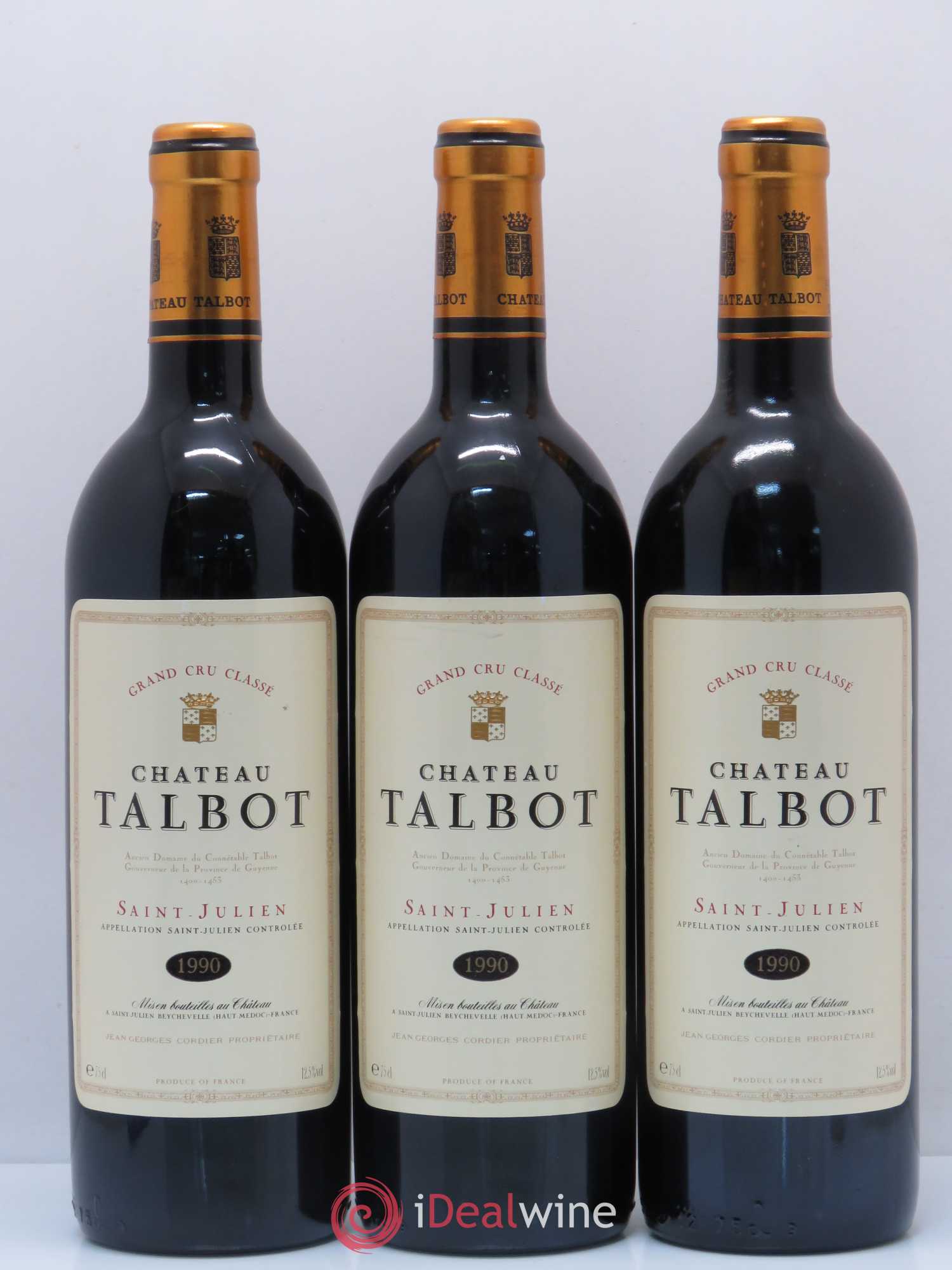 Château Talbot 4ème Grand Cru Classé 1990 - Lot de 3 bouteilles - 0