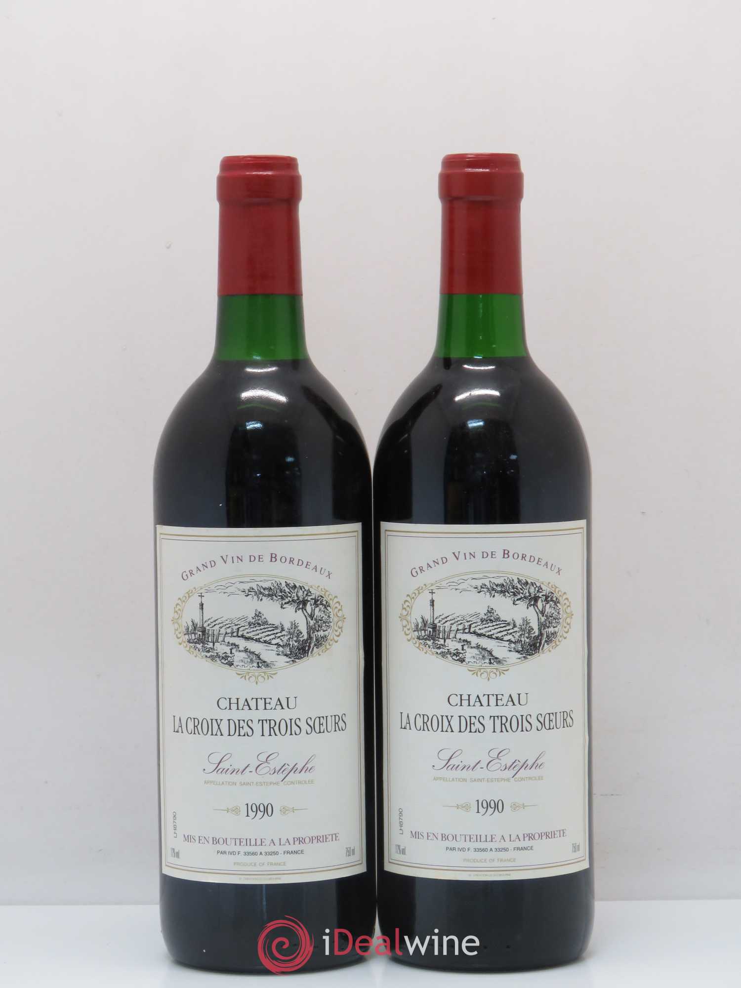 Saint-Estèphe Château La Croix Des Trois Soeurs (sans prix de réserve) 1990 - Posten von 2 Flaschen - 0