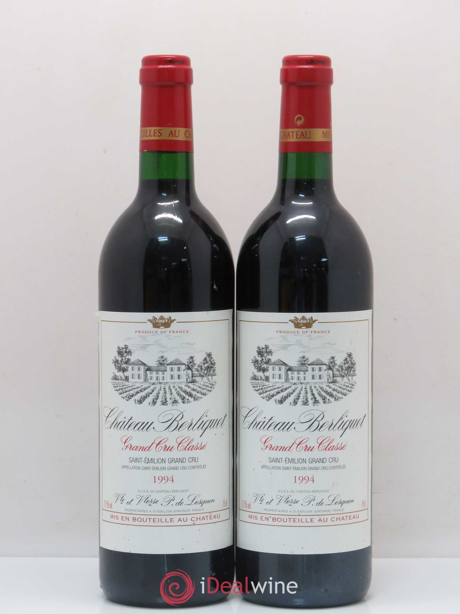 Château Berliquet Grand Cru Classé 1994 - Lot de 2 bouteilles - 0