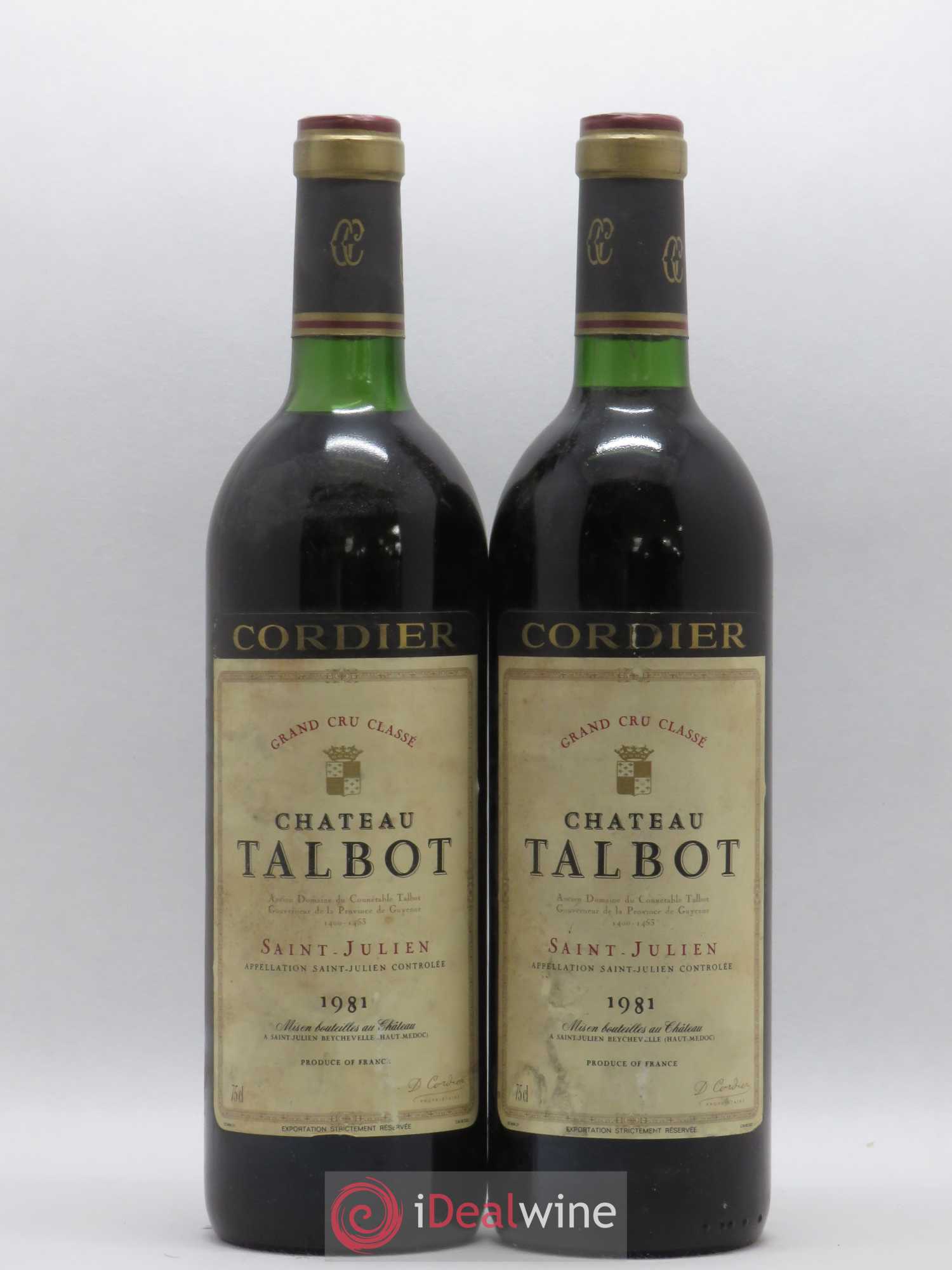 Château Talbot 4ème Grand Cru Classé 1981 - Lot de 2 bouteilles - 0