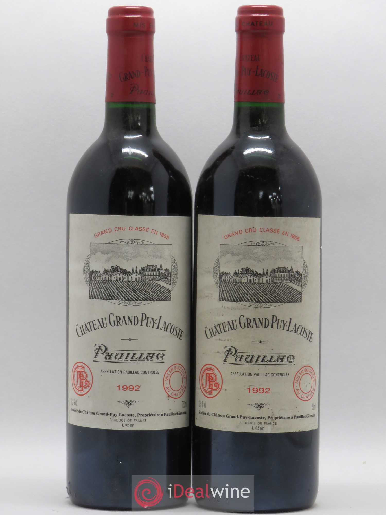 Château Grand Puy Lacoste 5ème Grand Cru Classé 1992 - Lot de 2 bouteilles - 0