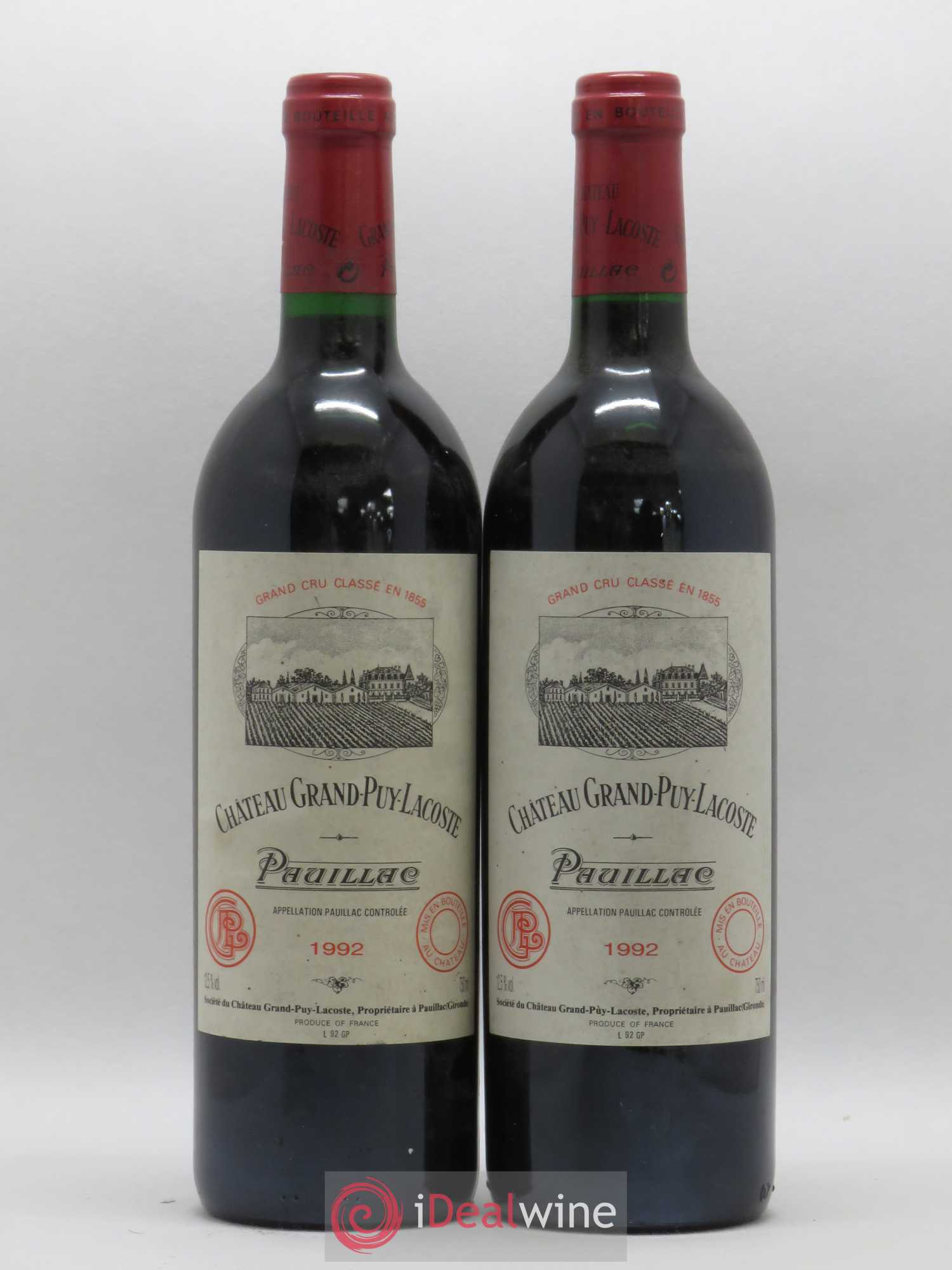 Château Grand Puy Lacoste 5ème Grand Cru Classé 1992 - Lot de 2 bouteilles - 0