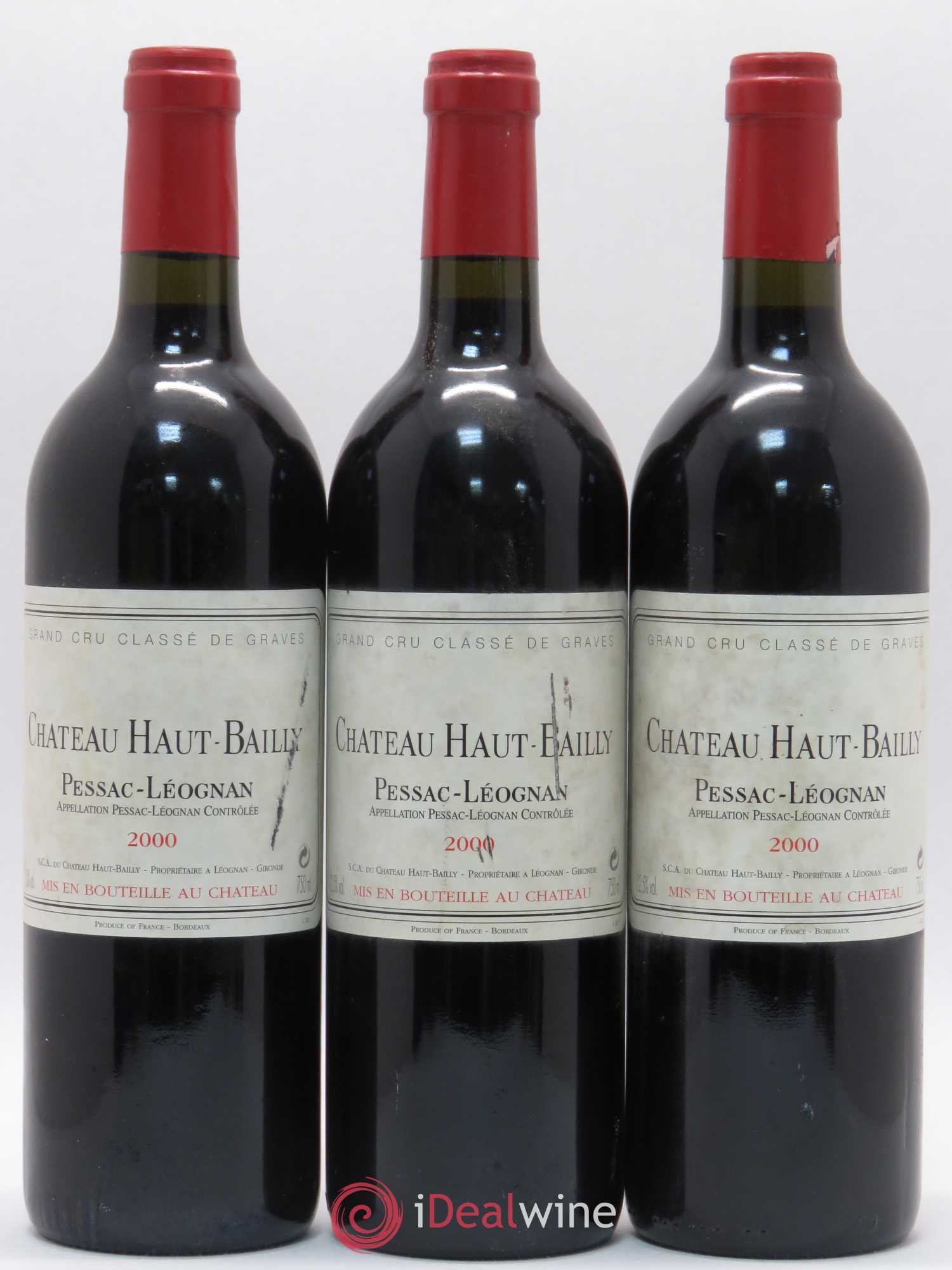 Château Haut-Bailly Cru Classé de Graves 2000 - Lot de 3 bouteilles - 0