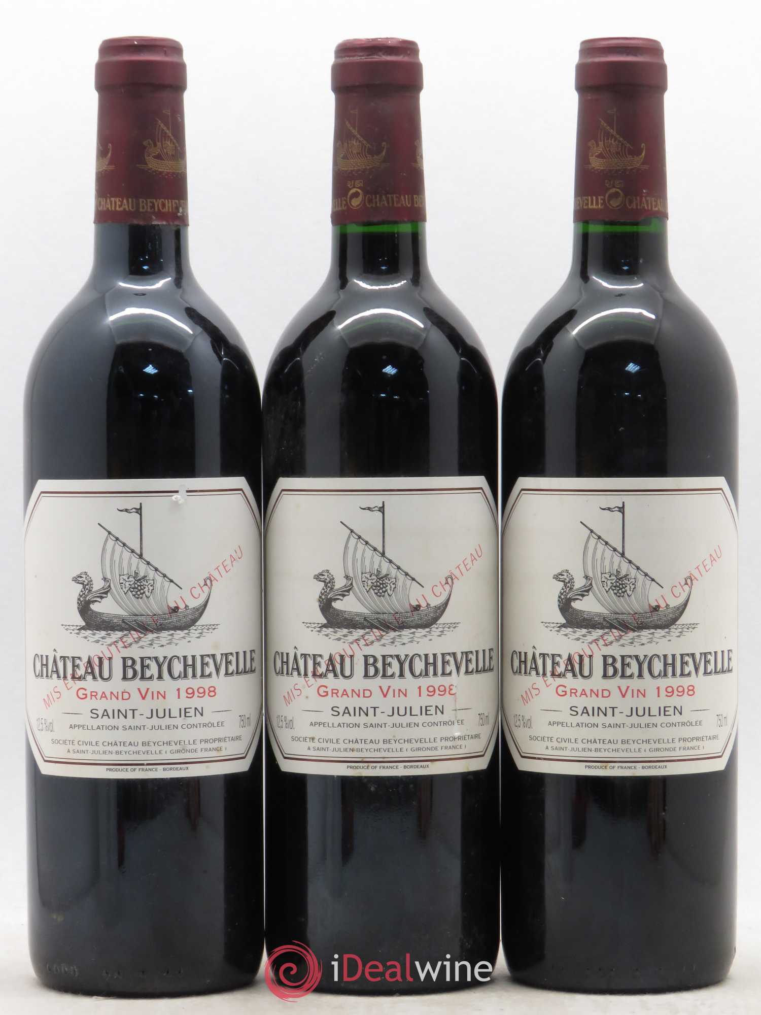 Château Beychevelle 4ème Grand Cru Classé 1998 - Lot de 3 bouteilles - 0