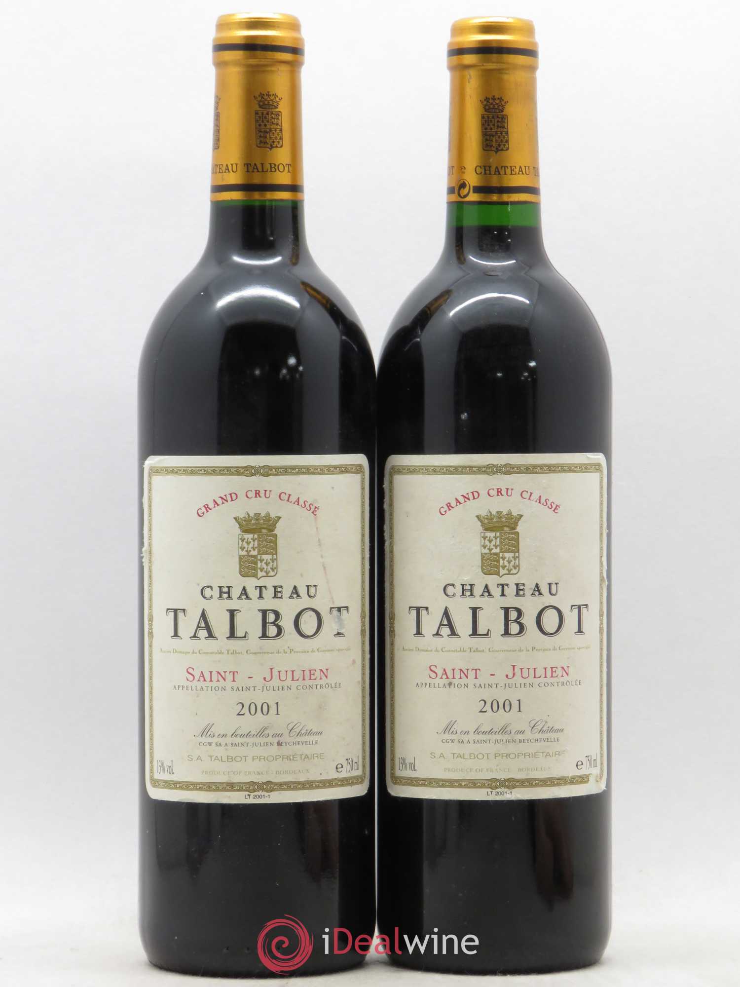 Château Talbot 4ème Grand Cru Classé 2001 - Lot de 2 bouteilles - 0