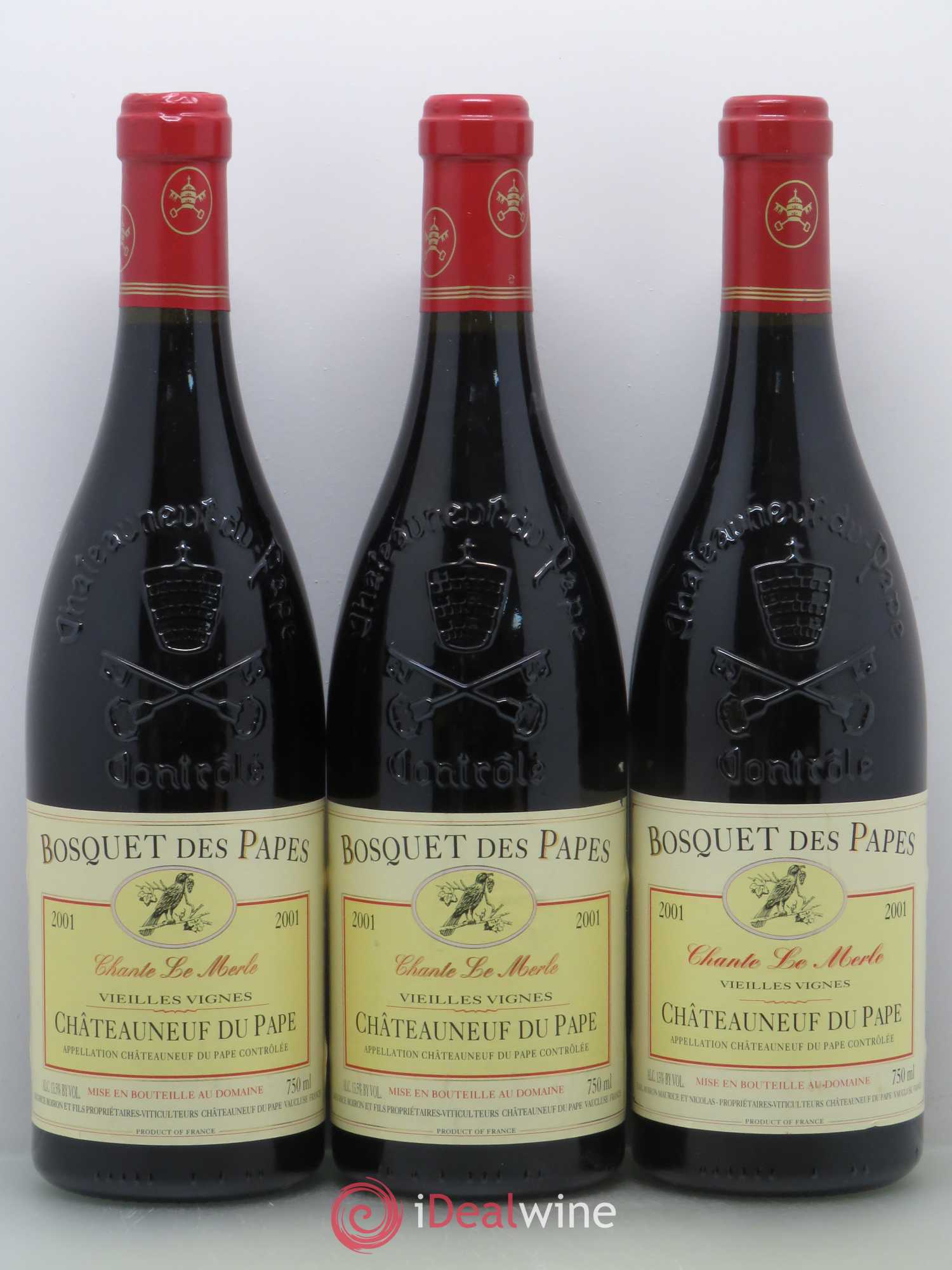 Châteauneuf-du-Pape Bosquet des Papes Chante Le Merle Vieilles Vignes Famille Boiron (sans prix de réserve) 2001 - Lot de 6 bouteilles - 2
