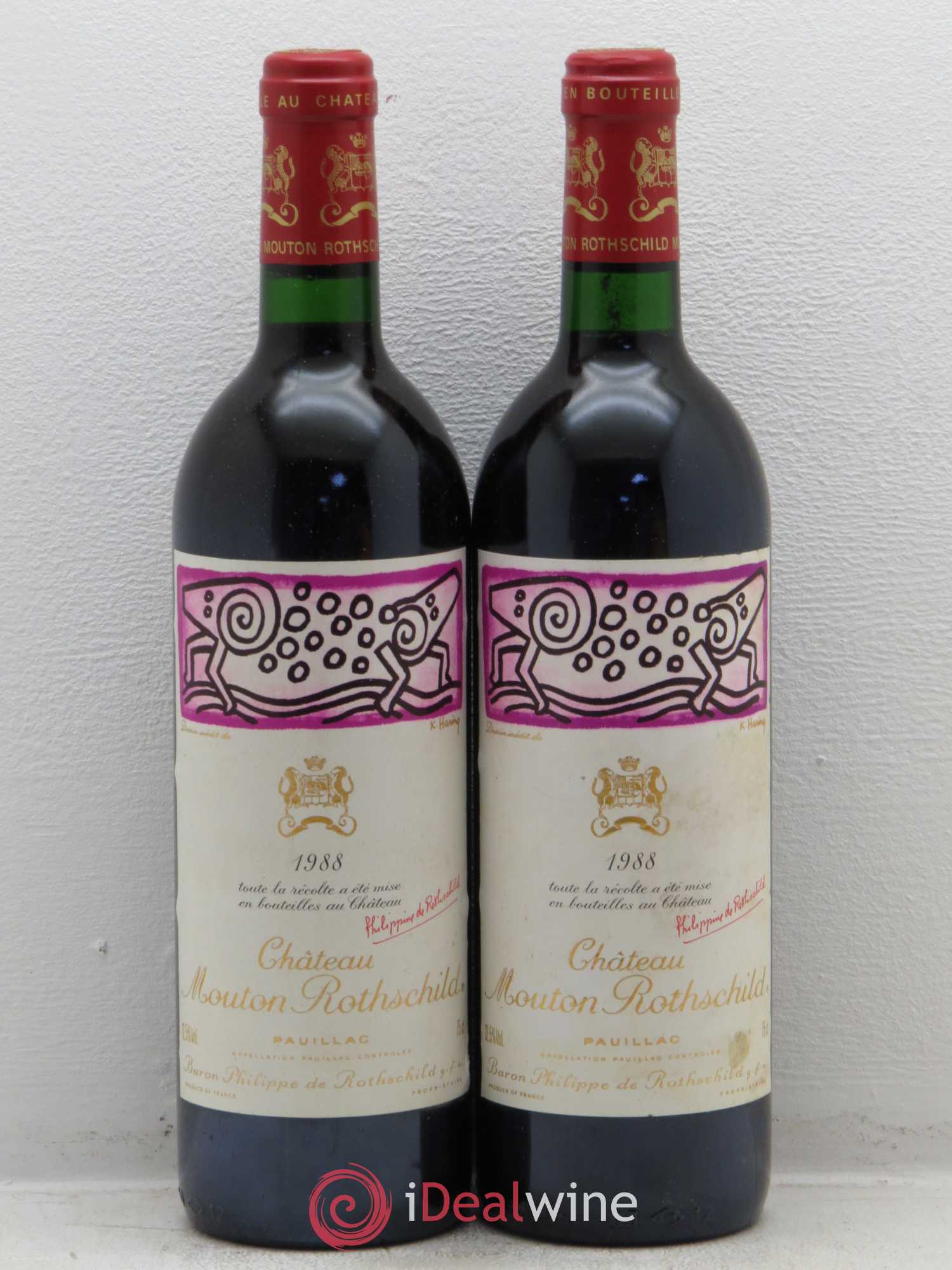 Château Mouton Rothschild 1er Grand Cru Classé (sans prix de réserve) 1988 - Lot de 2 bouteilles - 0