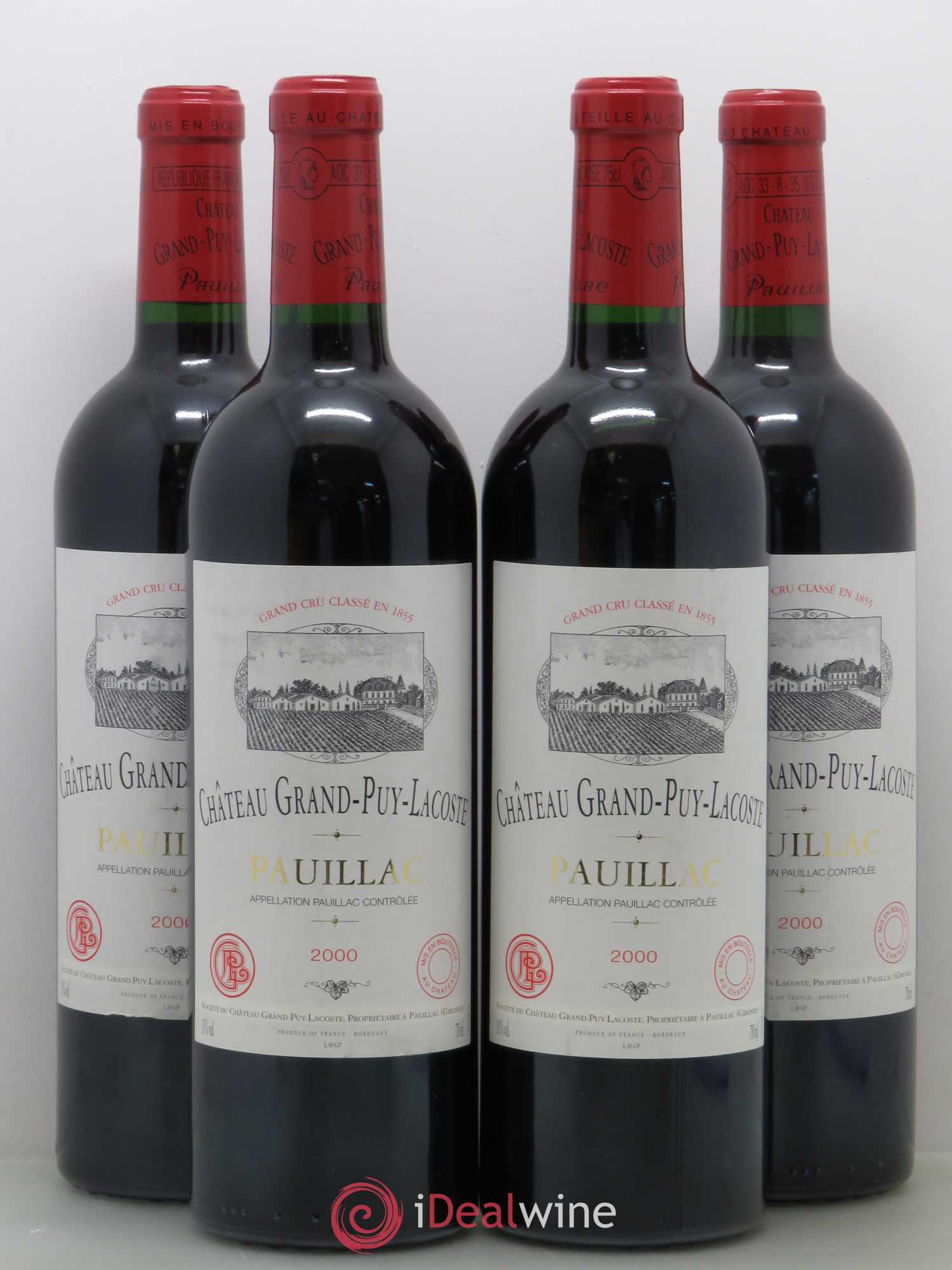 Château Grand Puy Lacoste 5ème Grand Cru Classé (sans prix de réserve) 2000 - Lot de 4 bouteilles - 0