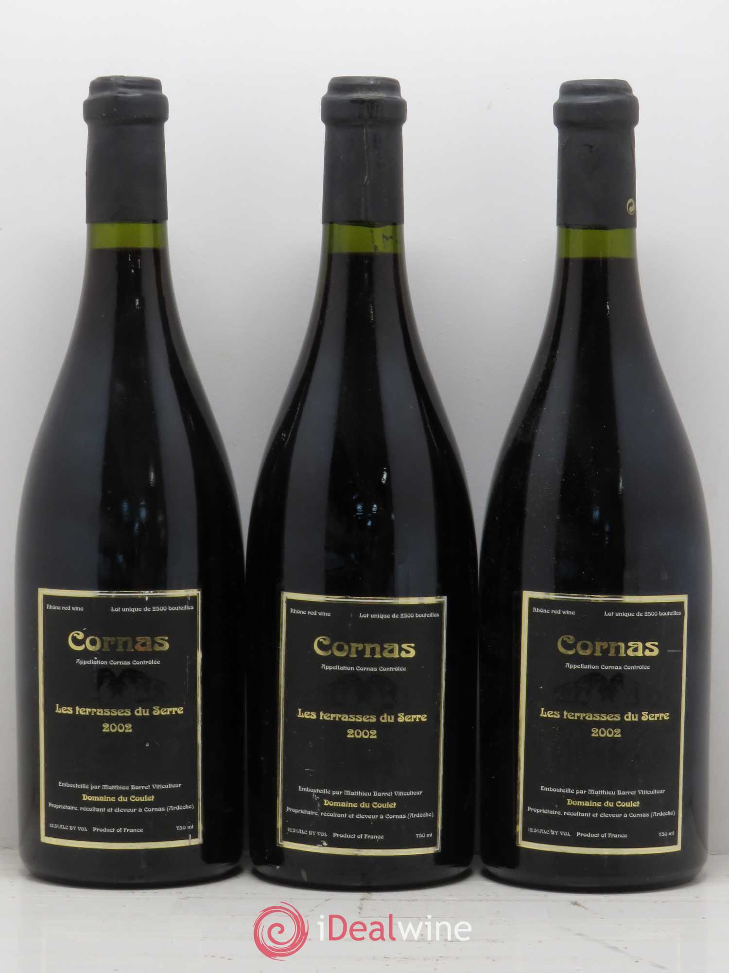 Cornas Terrasses du Serre Matthieu Barret 2002 - Posten von 3 Flaschen - 0