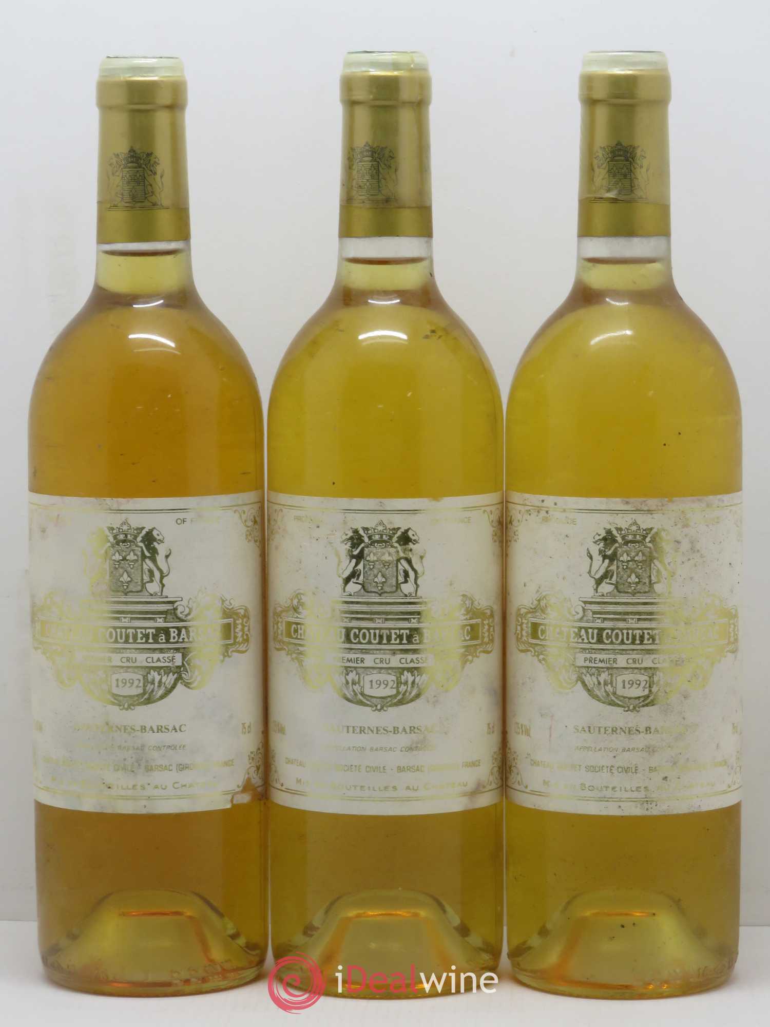 Château Coutet 1er Grand Cru Classé (senza prezzo di riserva) 1992 - Lotto di 3 bottiglie - 0