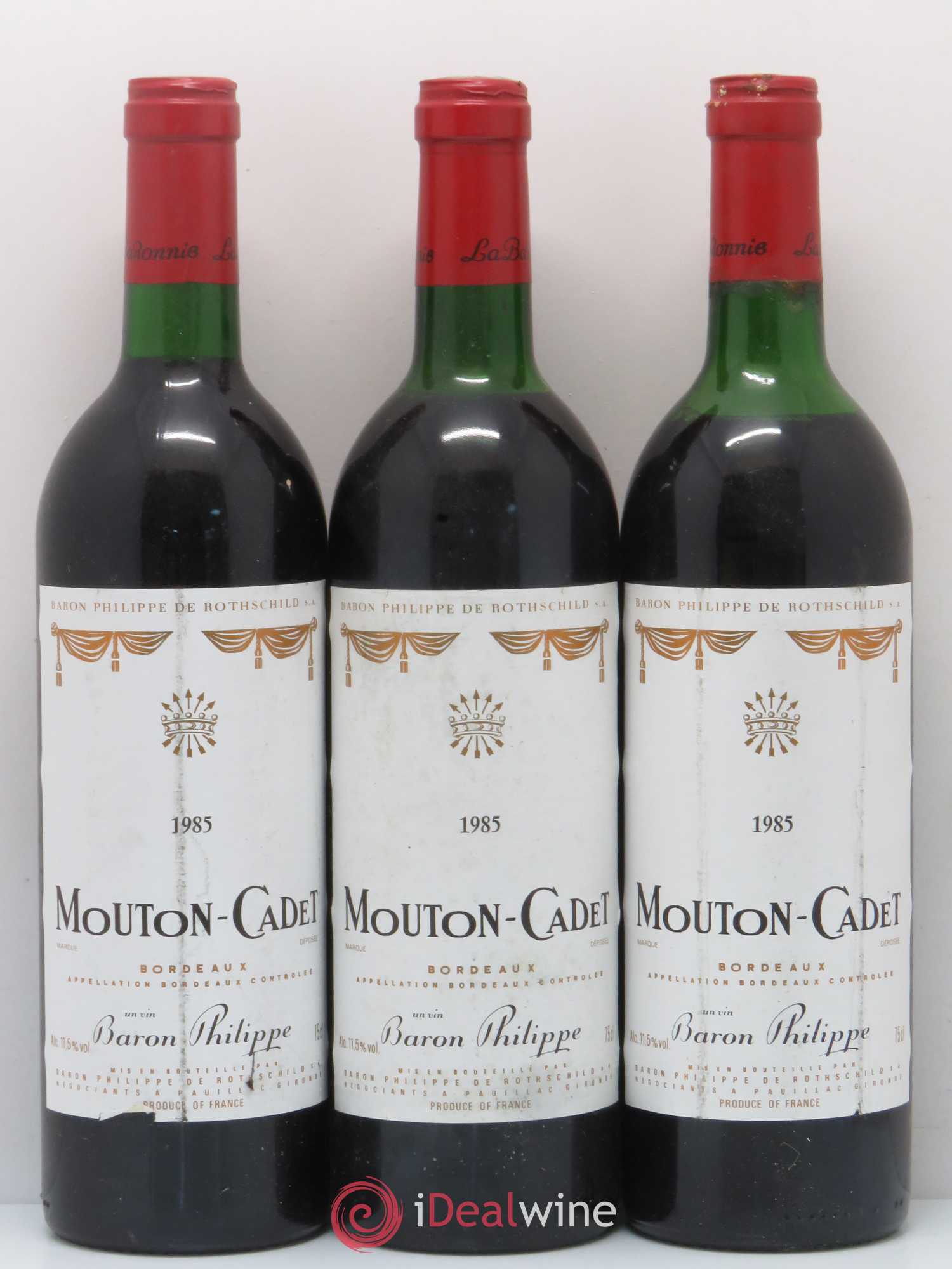 Château Mouton Cadet (sans prix de réserve) 1985 - Lot de 3 bouteilles - 0
