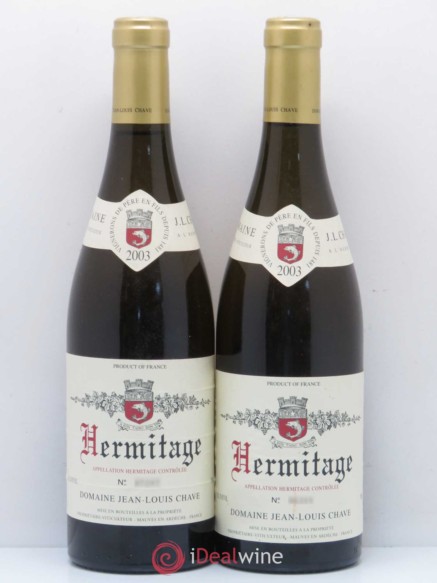 Hermitage Jean-Louis Chave (sans prix de réserve) 2003 - Lot de 2 bouteilles - 0