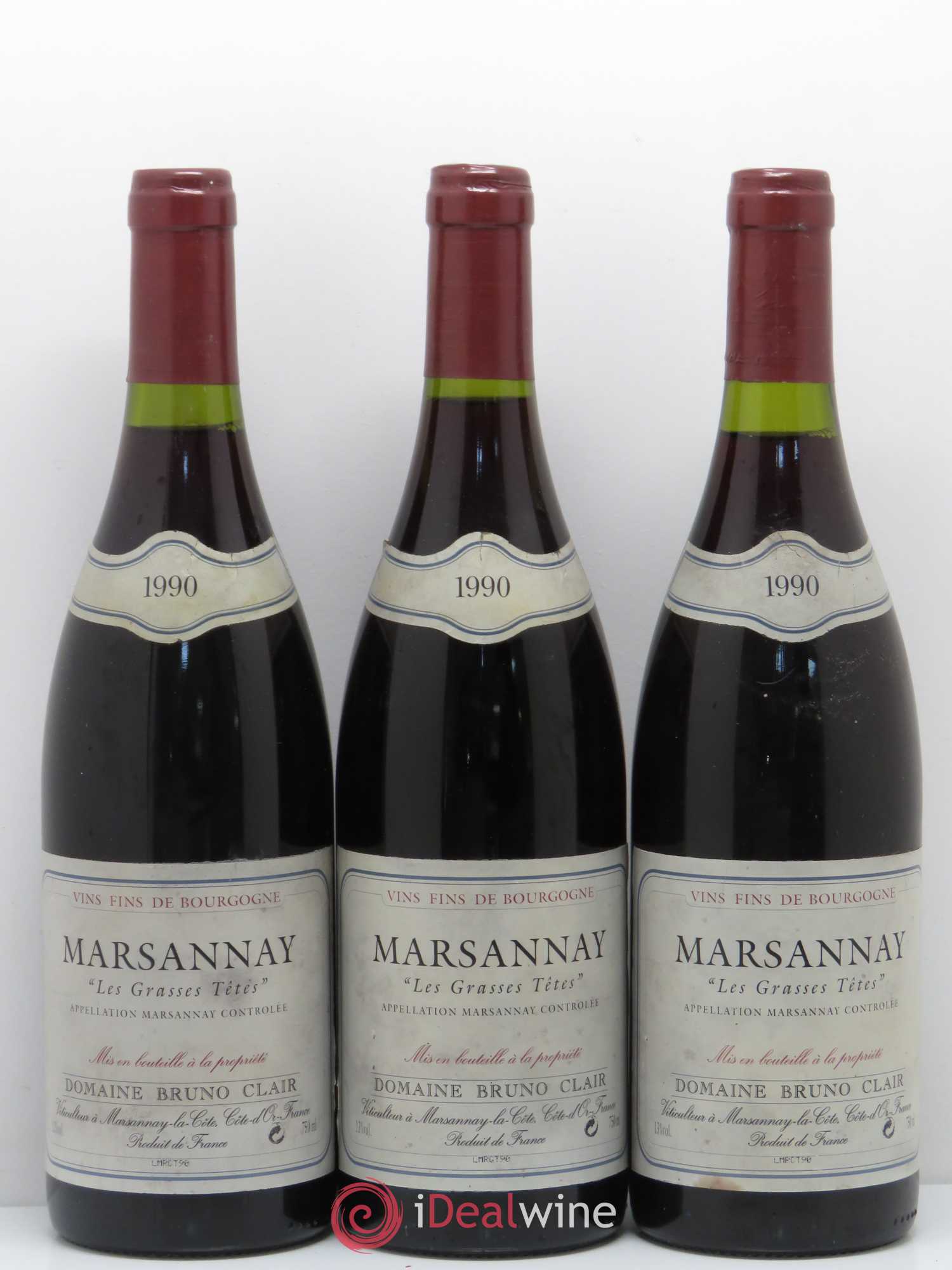 Marsannay Les Grasses Tetes Bruno Clair (Domaine) (sans prix de réserve) 1990 - Lot de 3 bouteilles - 0