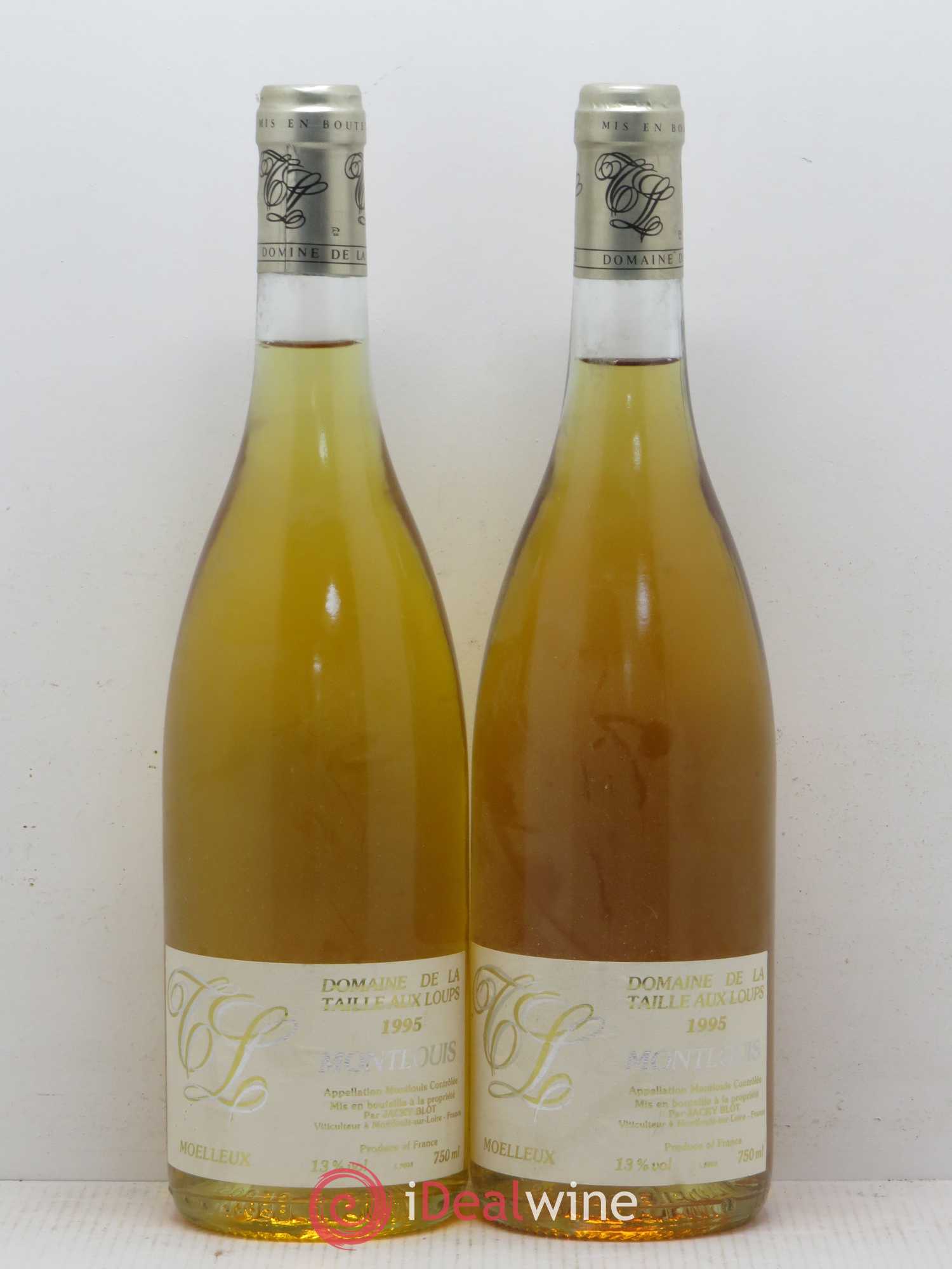 Montlouis-sur-Loire Moelleux La Taille aux Loups - Jacky Blot 1995 - Lotto di 2 bottiglie - 0