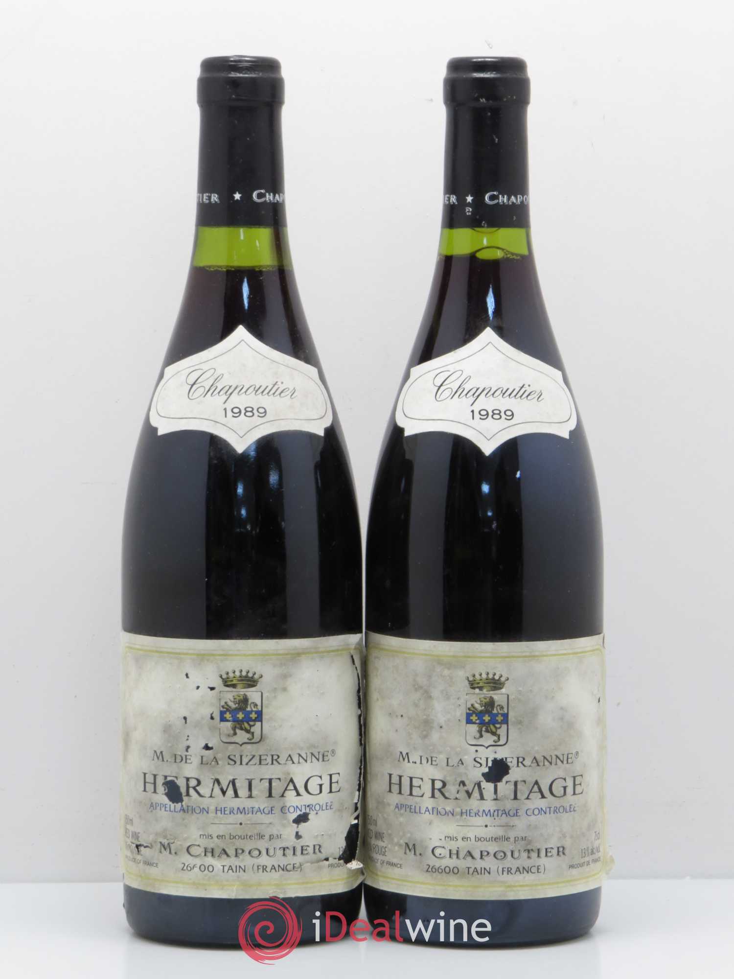 Hermitage Monier de La Sizeranne Chapoutier (sans prix de réserve) 1989 - Lot de 2 bouteilles - 0
